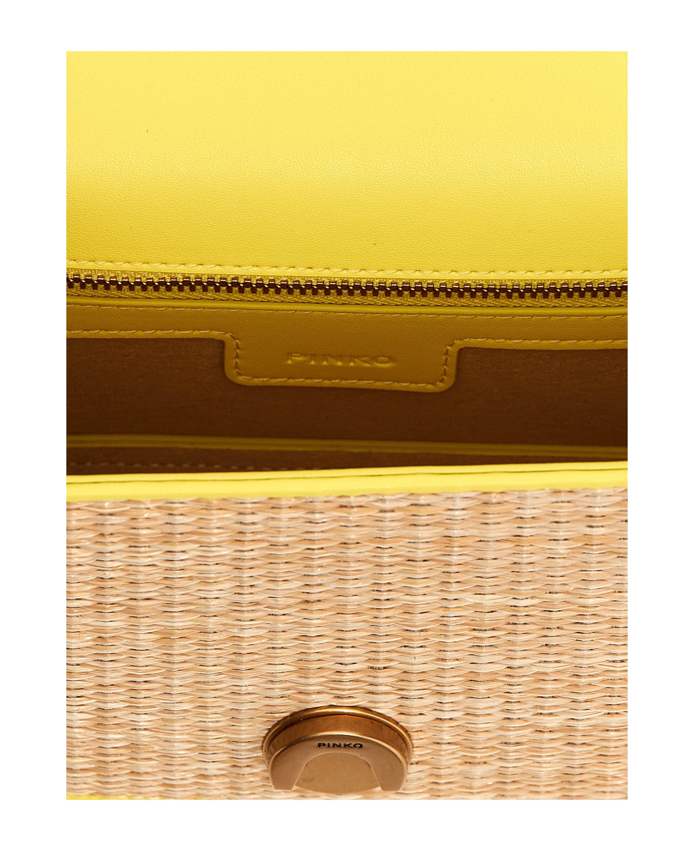 Pinko 'mini Love Bag Light' Crossbody Bag - Naturale/giallo-block color
