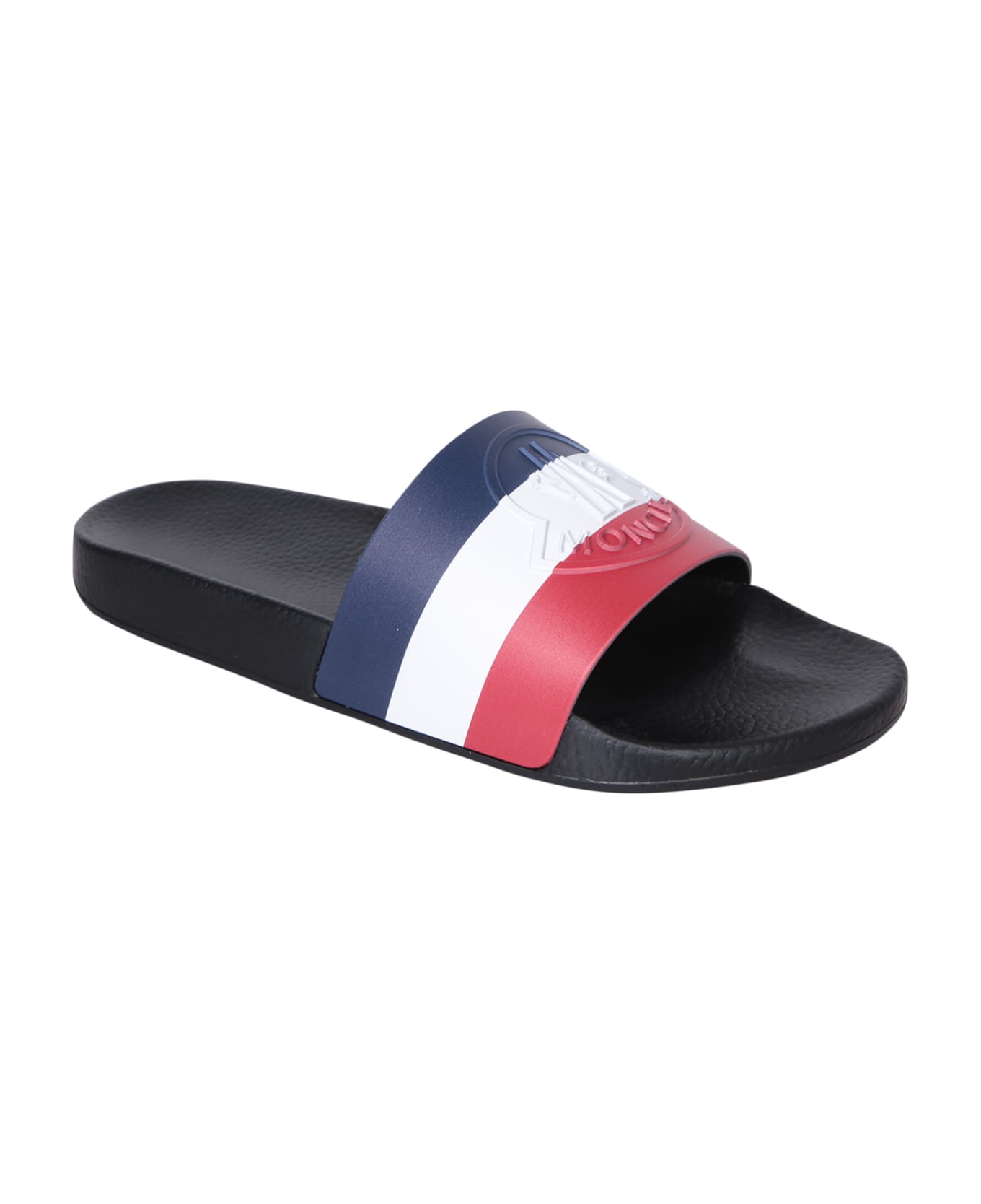Moncler Basile Black Slides - Blue