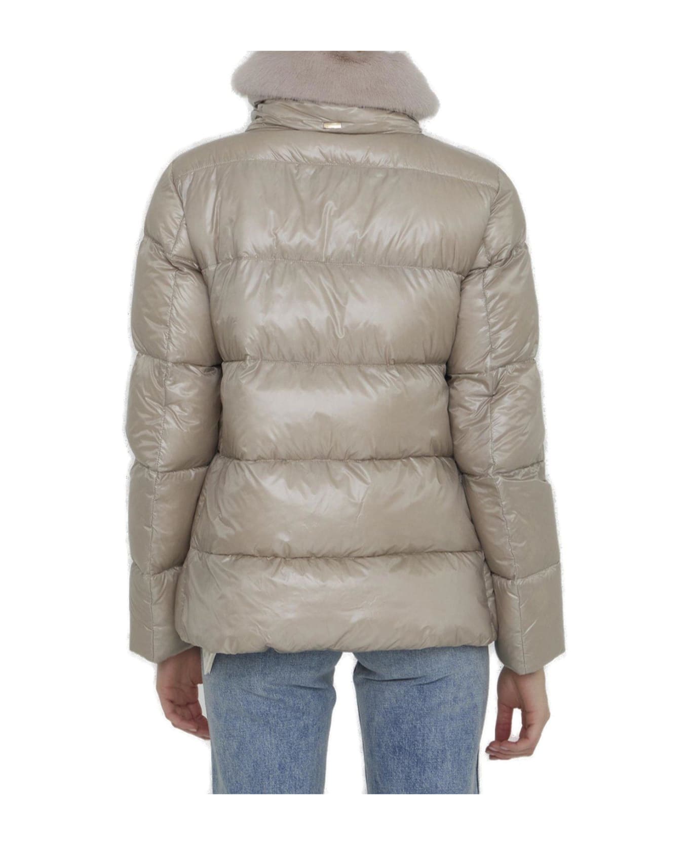 Herno High-neck Zipped Down Jacket - NEUTRALS