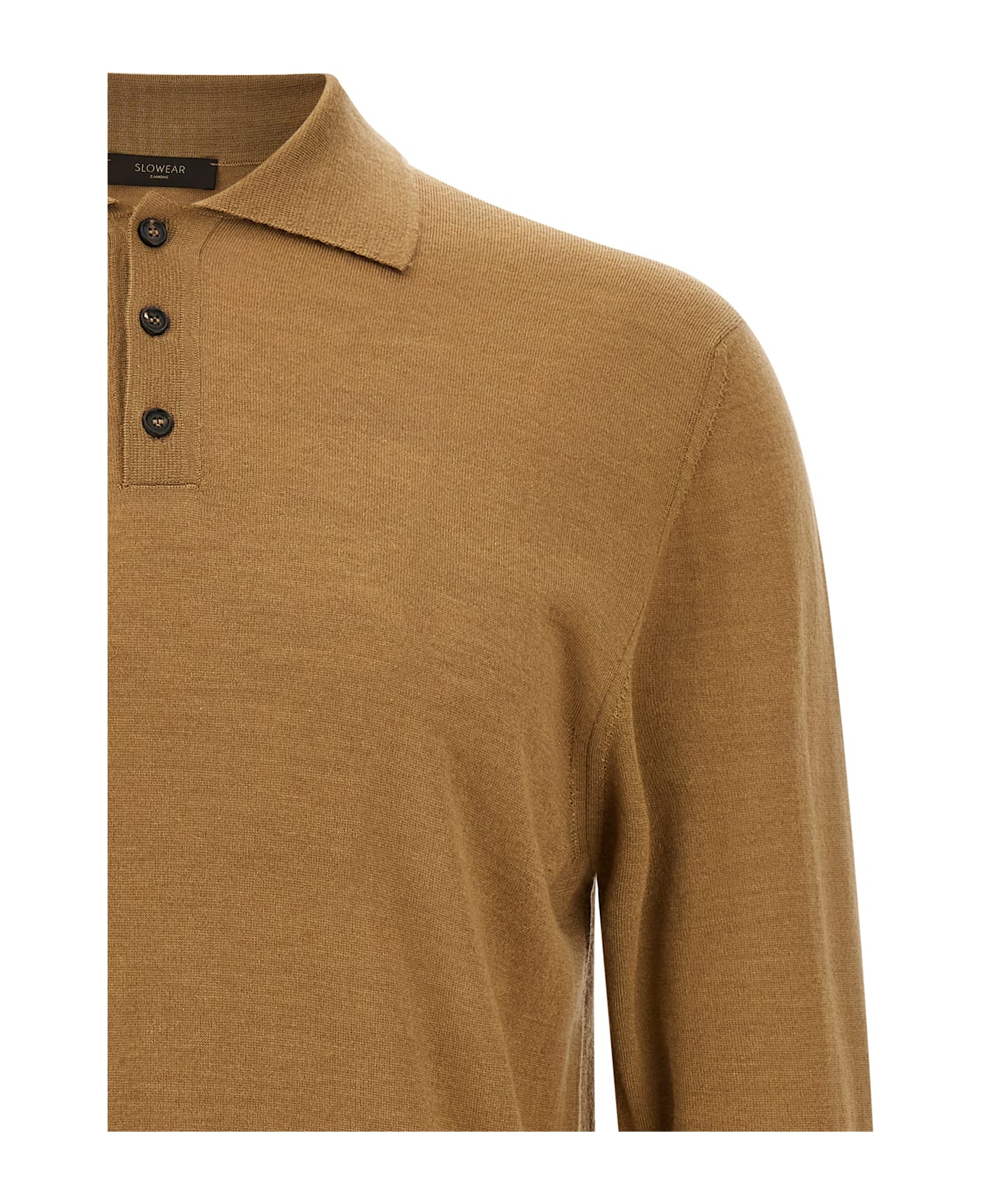 Zanone Virgin Wool Polo Shirt - Beige