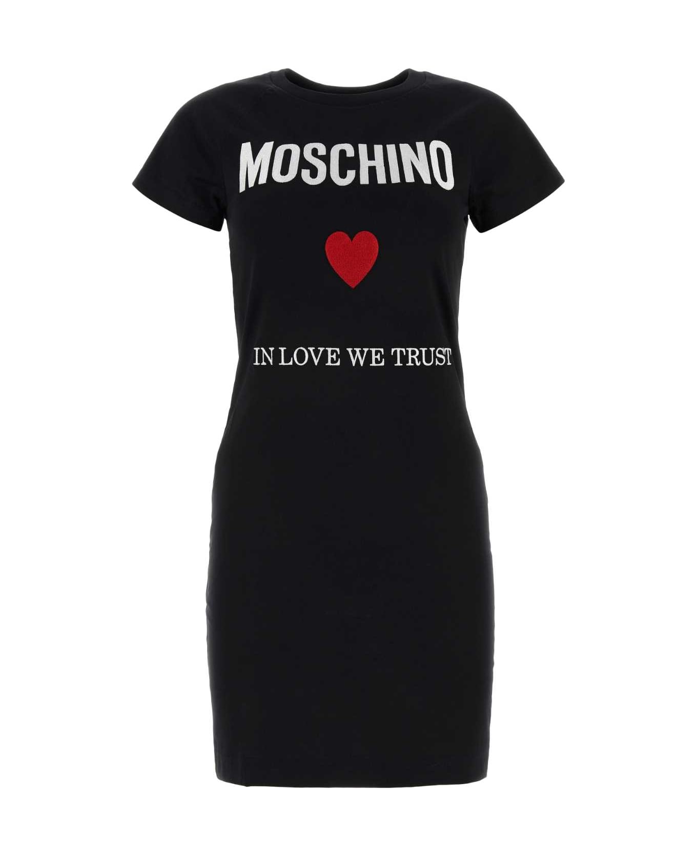 Moschino Black Cotton T-shirt Dress - FANTASIANERO