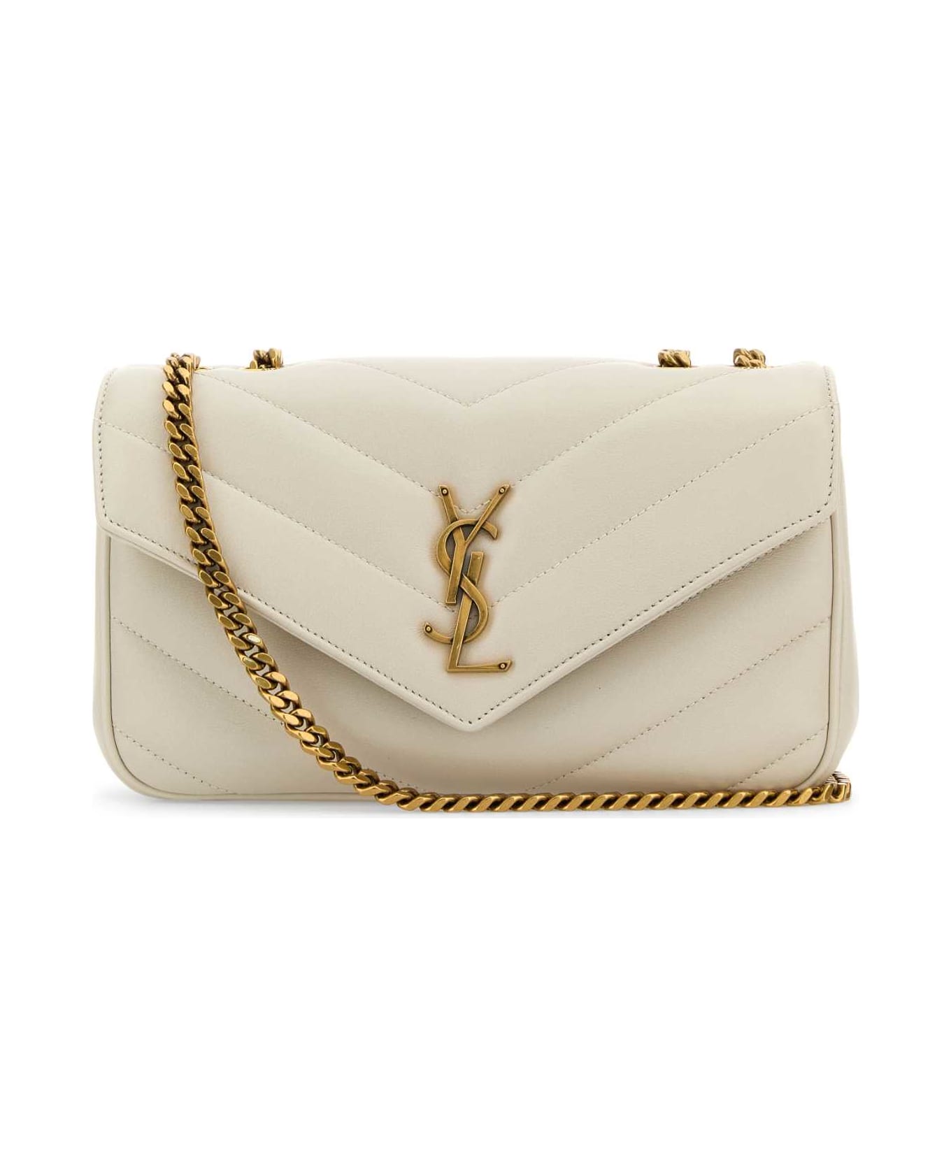 Saint Laurent Ivory Leather Small Loulou Shoulder Bag - CREMASOFT