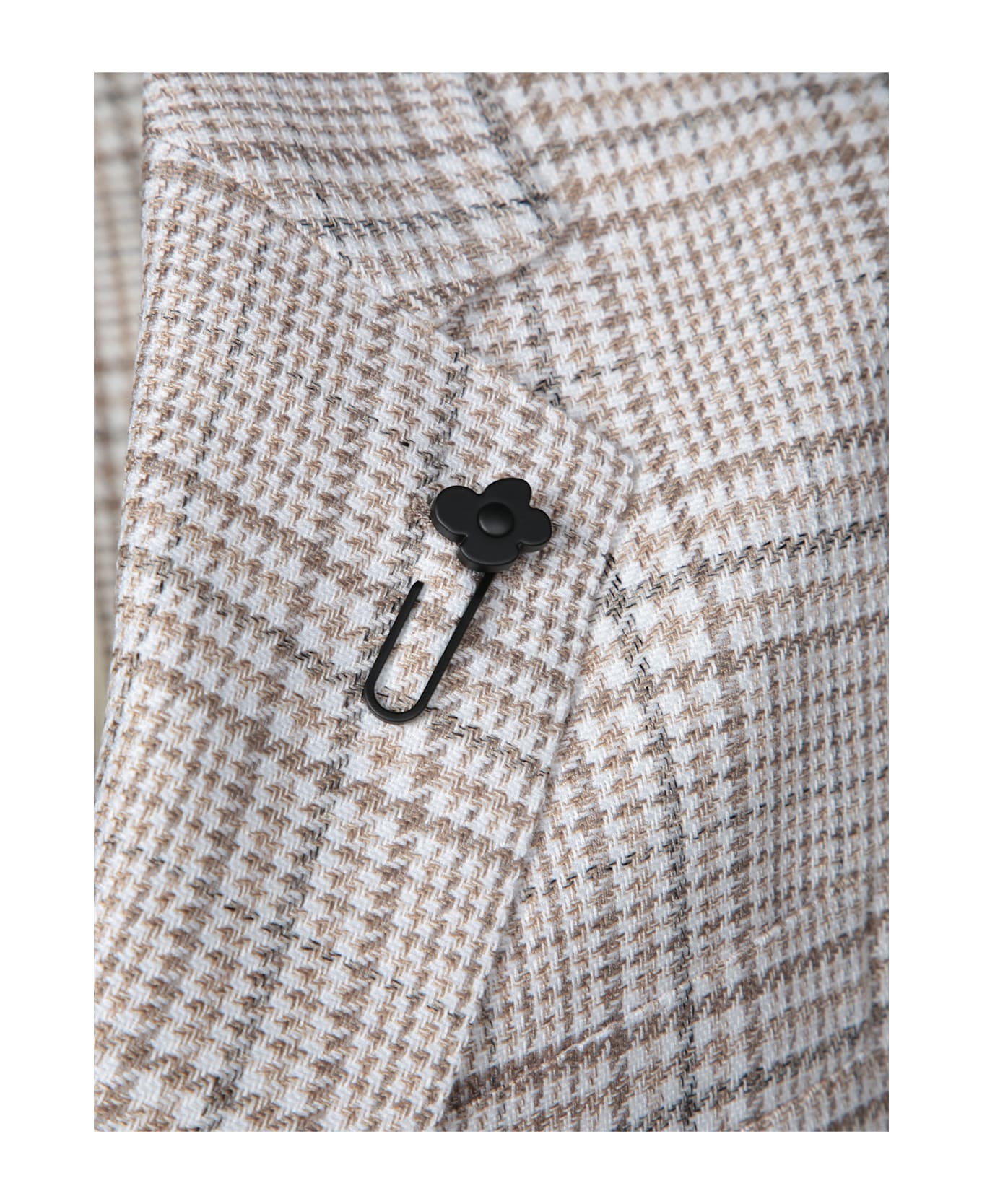 Lardini White And Beige Wool Houndstooth Jacket - Beige