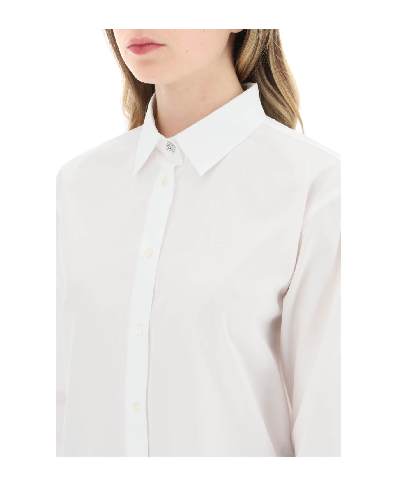 N.21 Shirt With Jewel Buttons - BIANCO OTTICO (White)