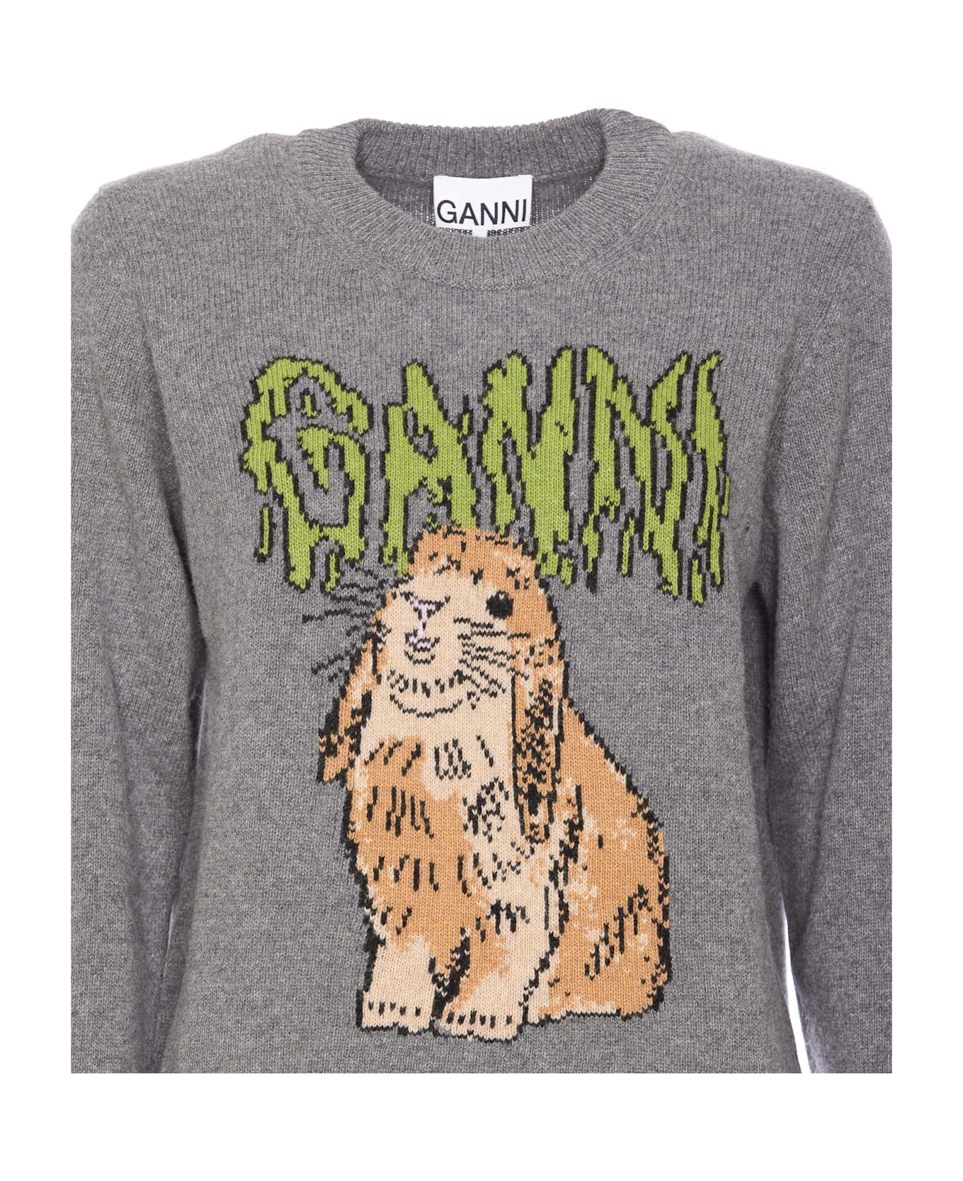 Ganni Graphic Bunny Sweater - Frost Gray ニットウェア