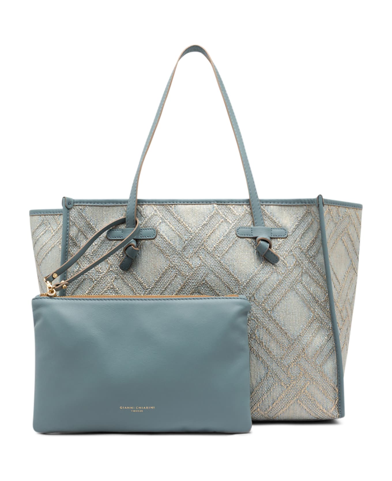 Gianni Chiarini Marcella Canvas And Leather Shopping Bag - Light Blue