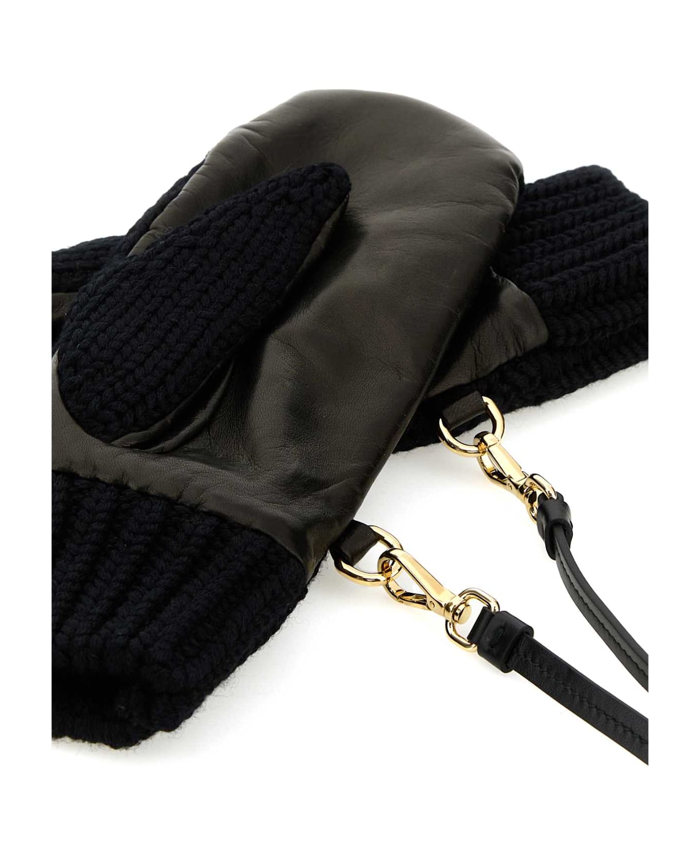 Prada Black Stretch Wool Blend Gloves - NERO