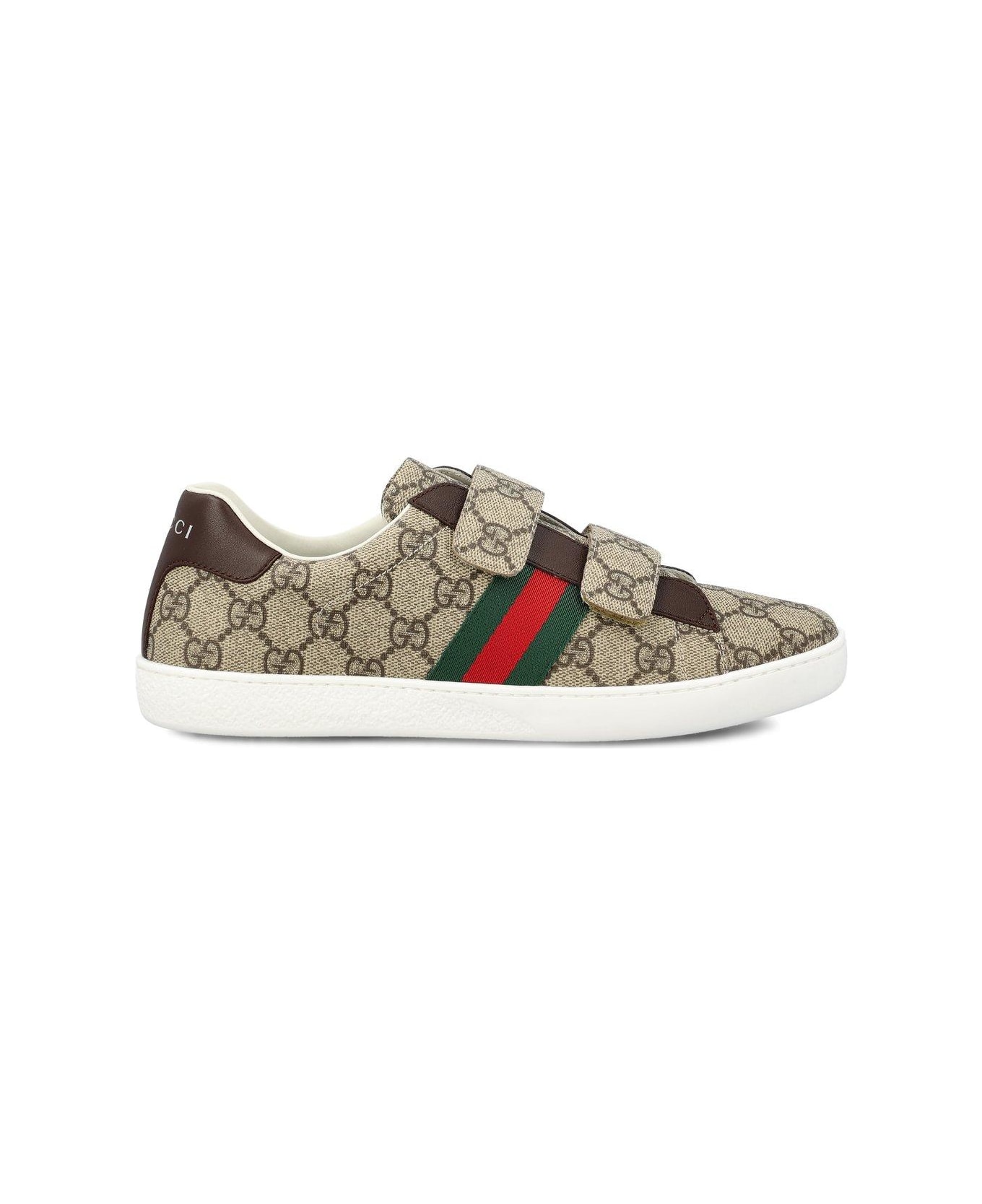 Gucci Ace Logo Printed Sneakers - BEIGE