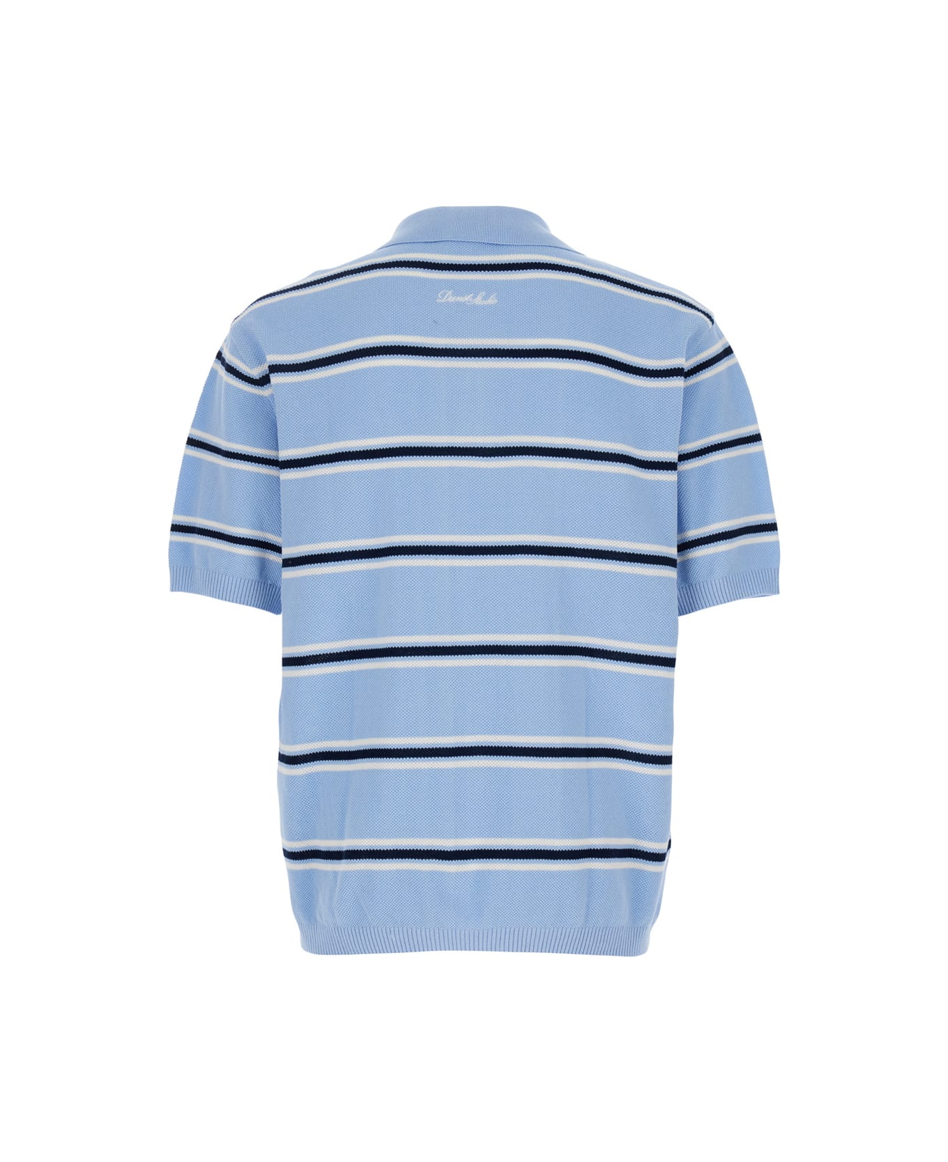 Dunst Light Blue Polo Shirt With All-over Striped Motif And Ribbed Edges In Cotton Piquet Man - Light blue