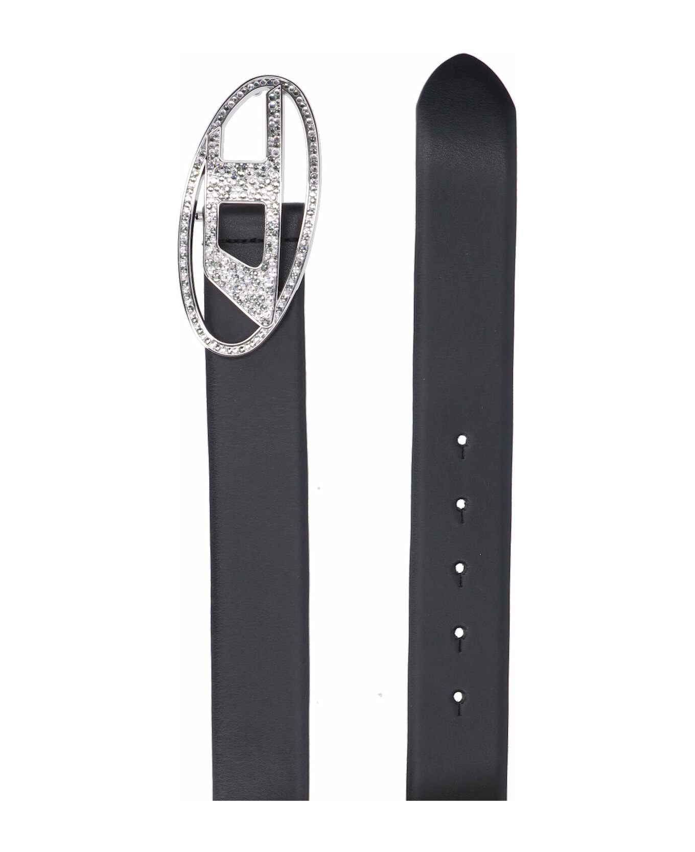 Diesel B-1dr Strass Leather Belt - black