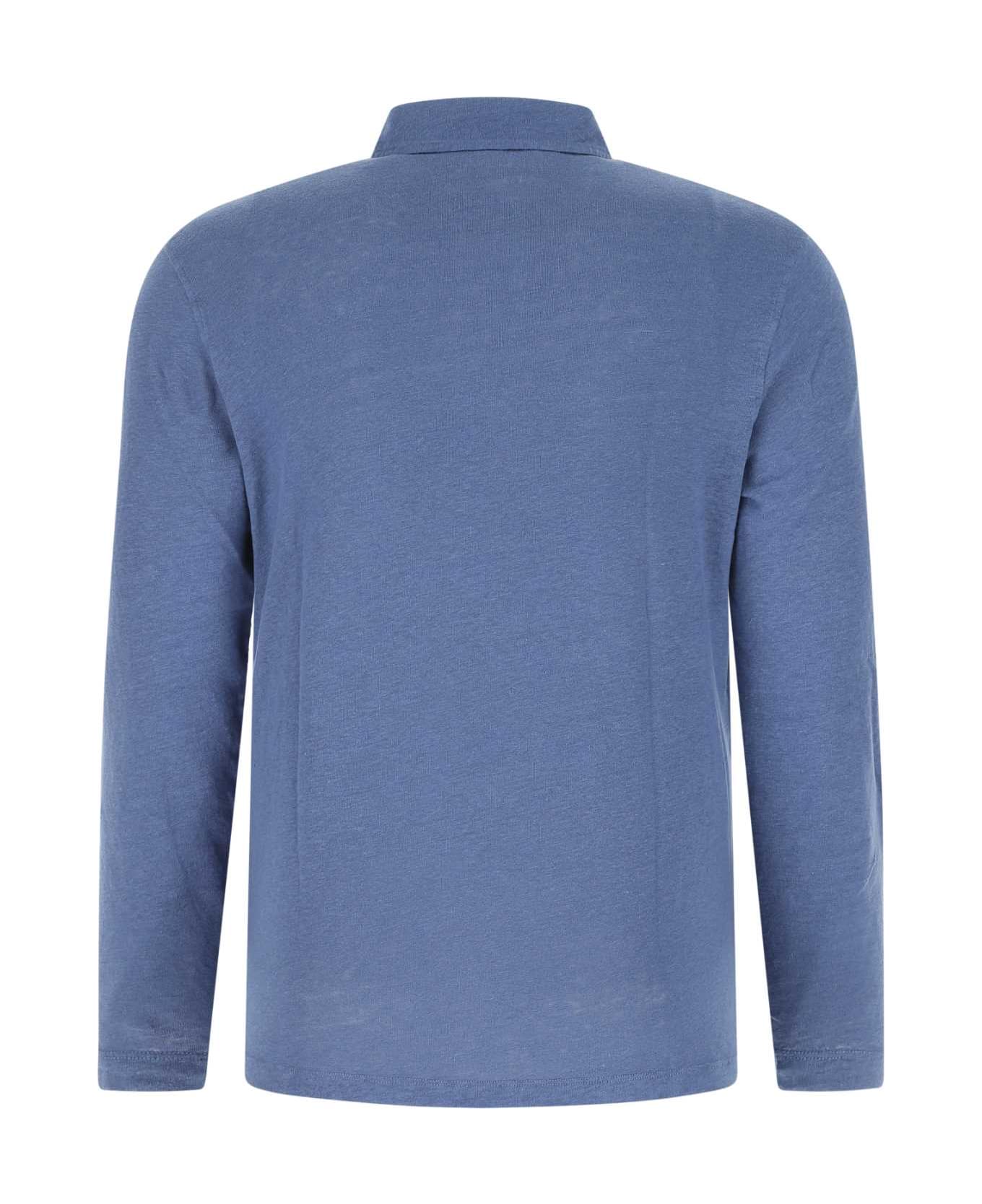 Hartford Light-blue Linen Polo Shirt - 05