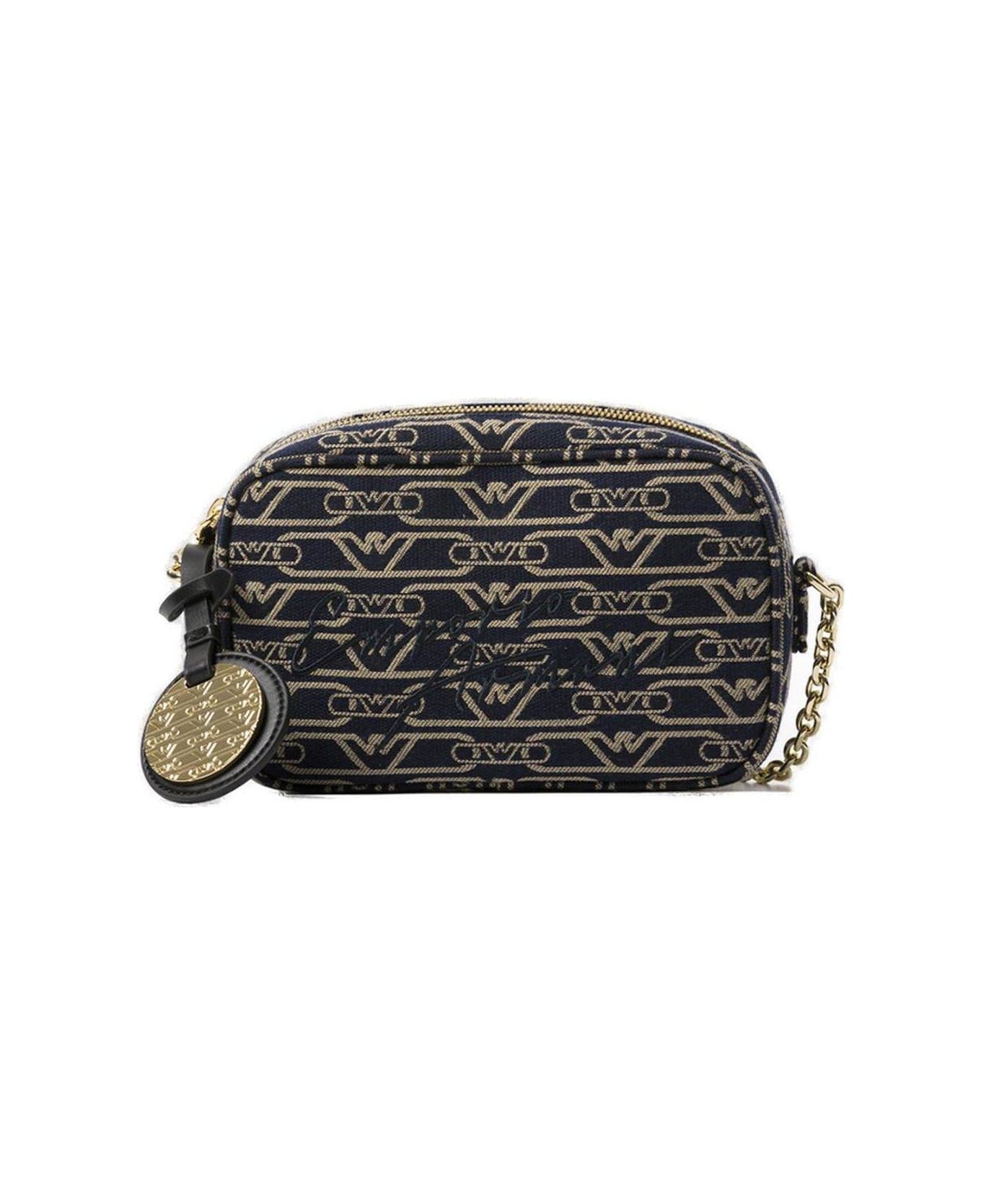 Emporio Armani All-over Monogram Jacquard Camera Case - Blue