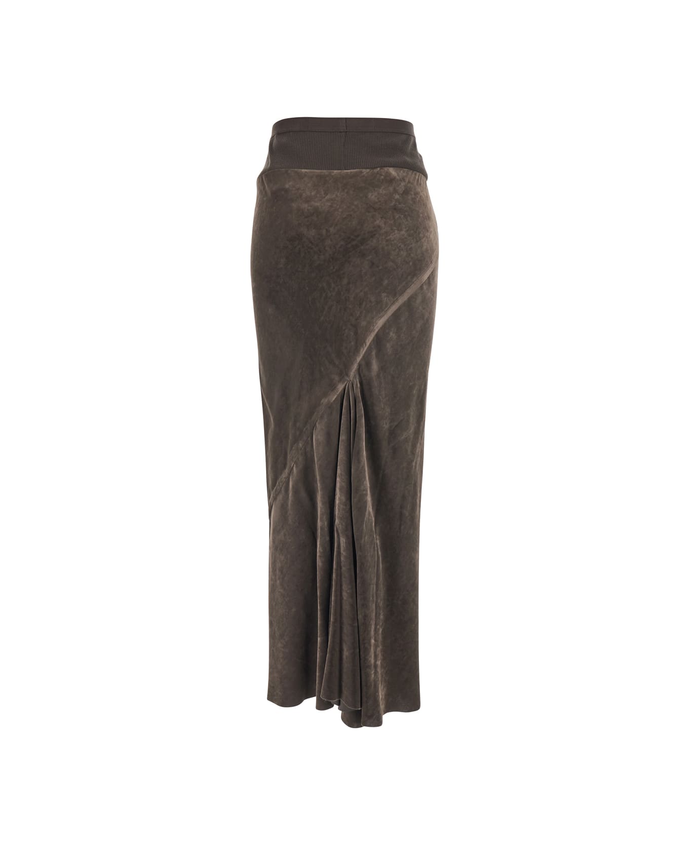 Rick Owens Brown Skirt With Elasticated Waistband And Flared Hem In Chenille Woman - Brown スカート
