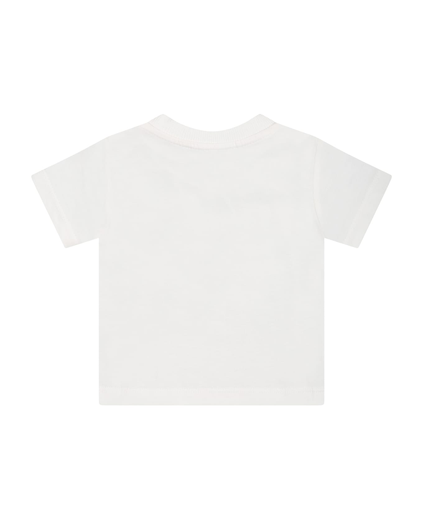 Moschino White T-shirt For Babies With Teddy Bear - White