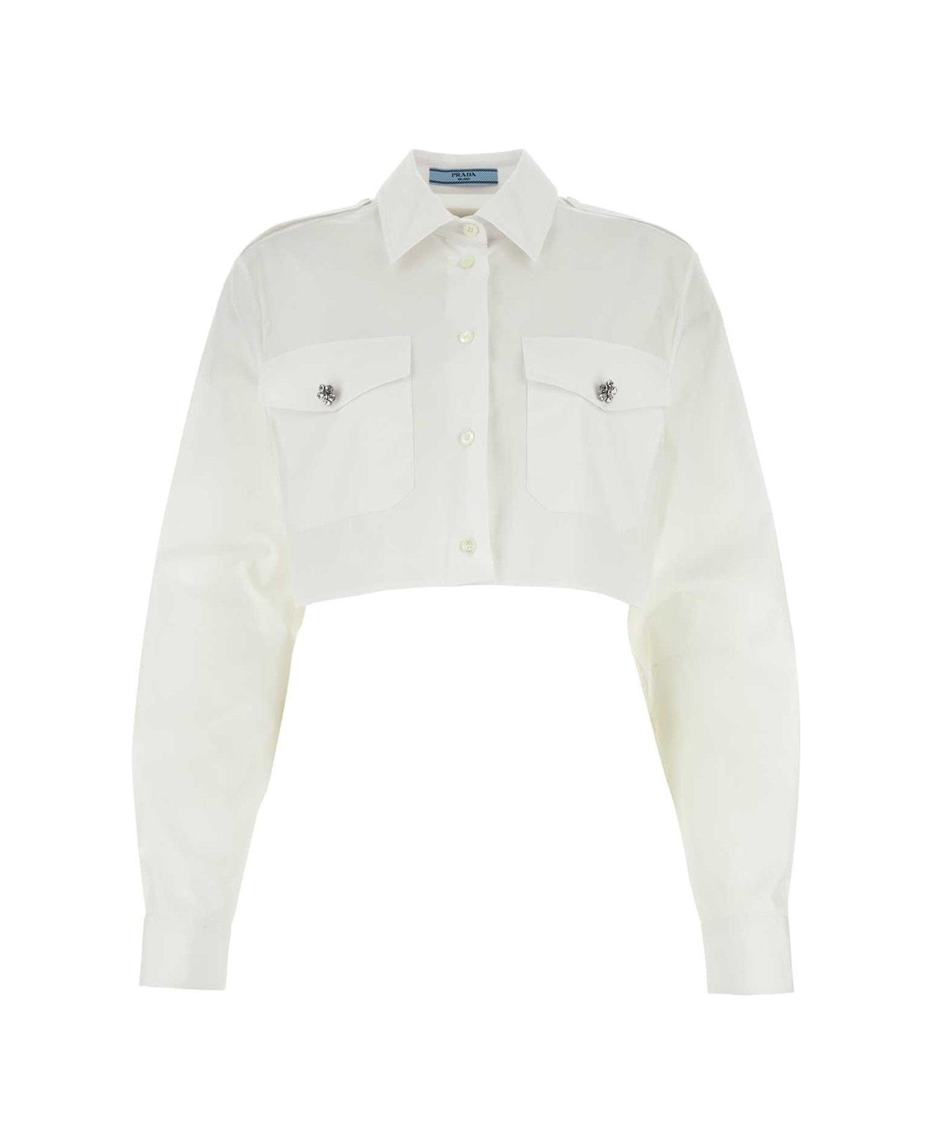 Prada Button-up Cropped Shirt - White