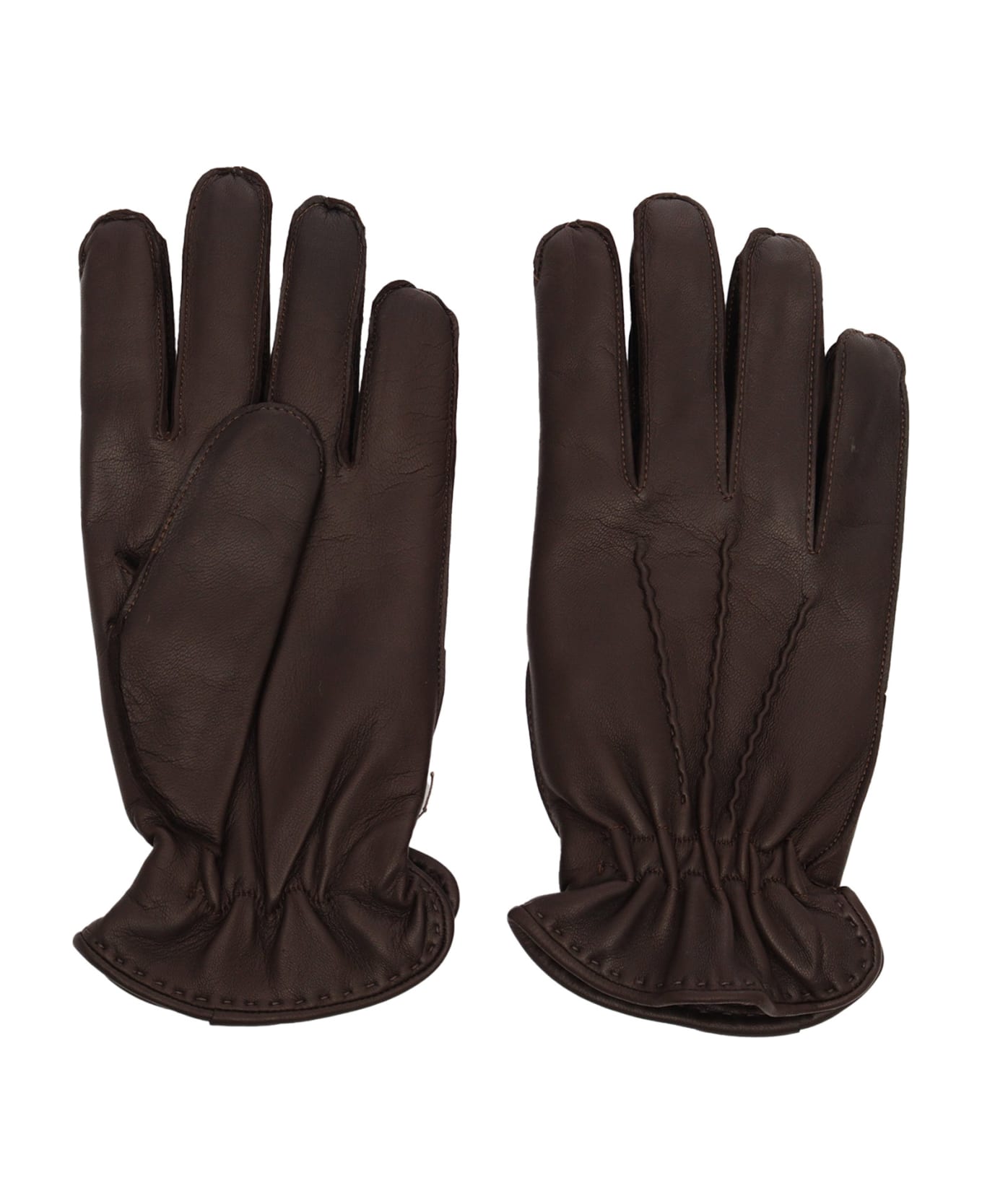 Orciani Leather Gloves - BROWN 手袋