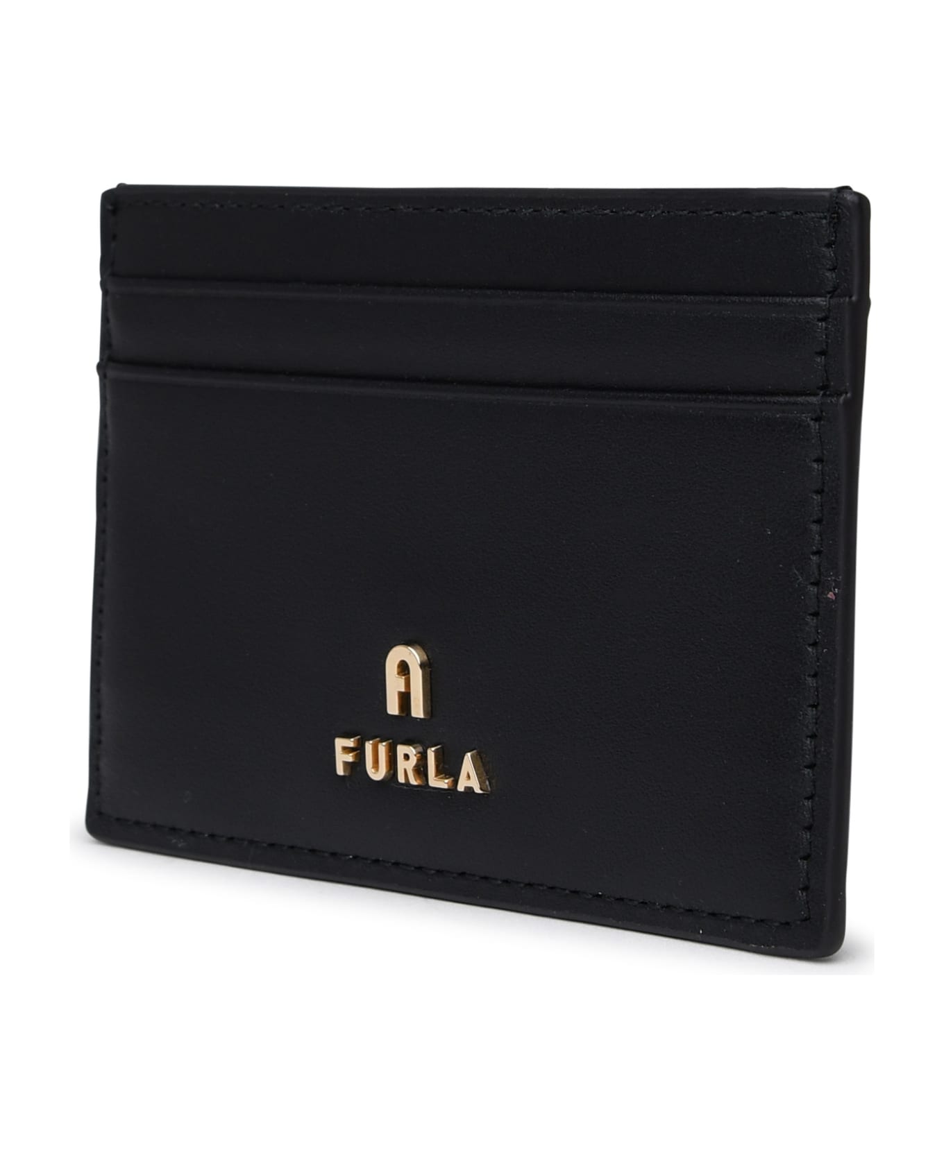 Furla Black Leather Camelia Card Holder - Black