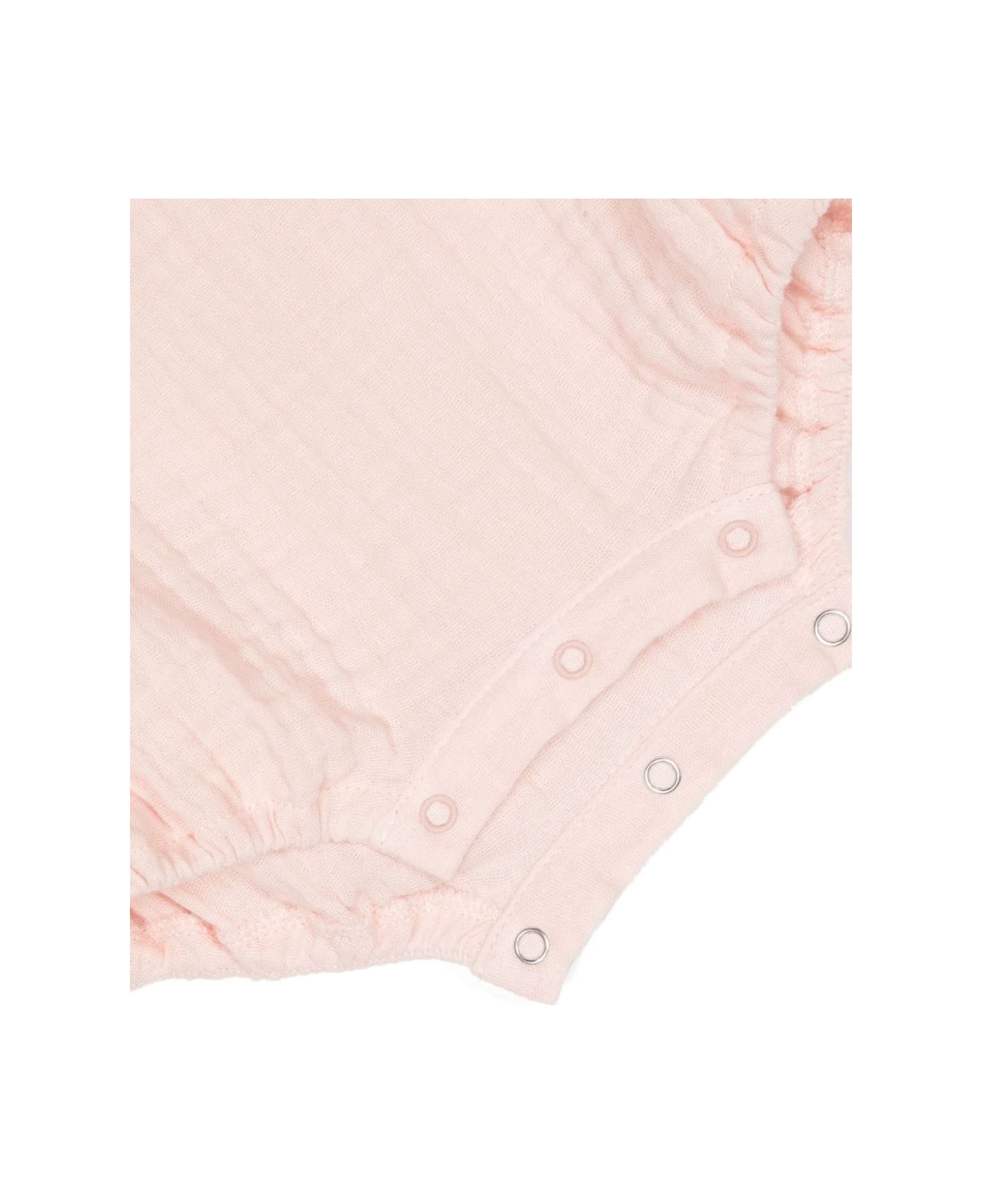 Teddy & Minou Pink Cotton Gauze Romper With Ruffles - Pink ボディスーツ＆セットアップ