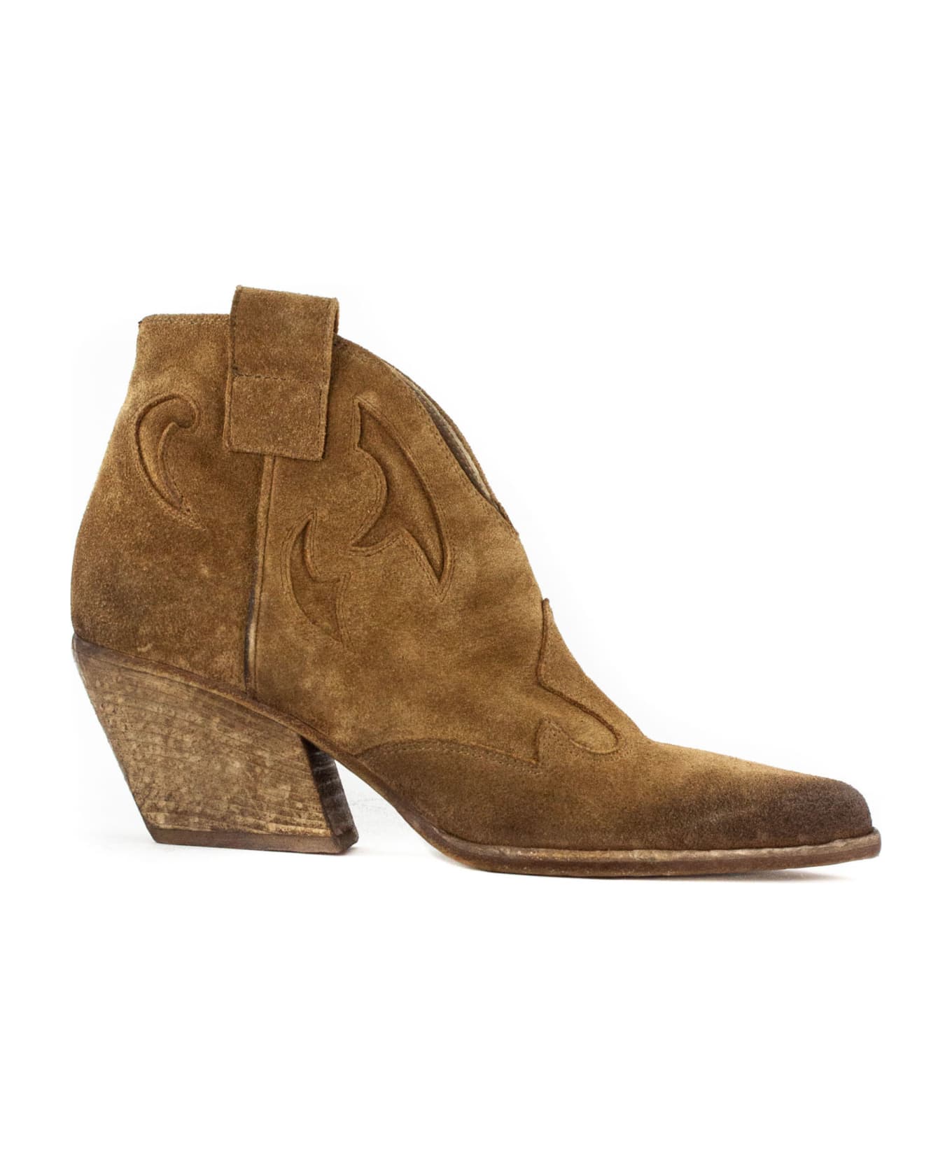 Elena Iachi Brown Suede Texan Ankle Boots - Brown ブーツ
