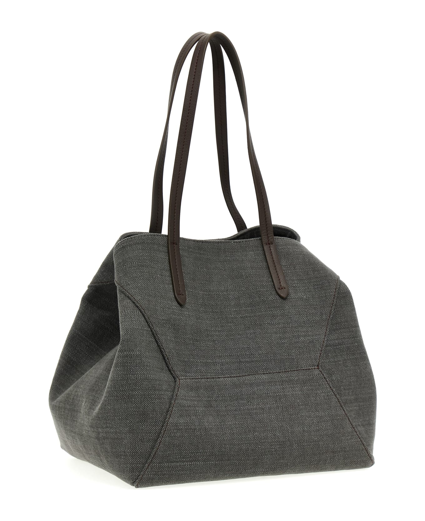 Brunello Cucinelli 'monile' Shopping Bag - Gray