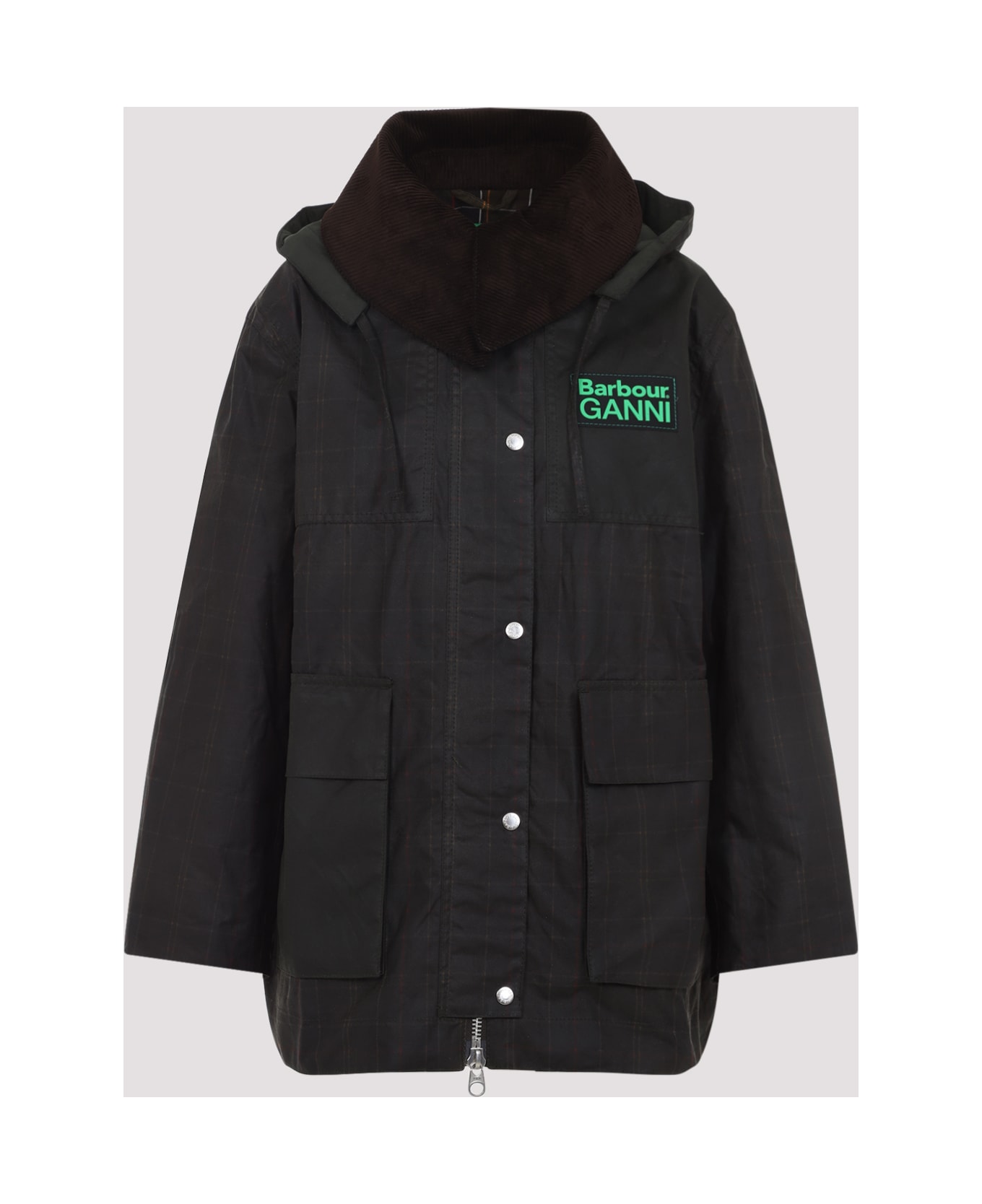 Barbour Hood Ttn Duffle Wax Jacket - Classic Tartan Fern