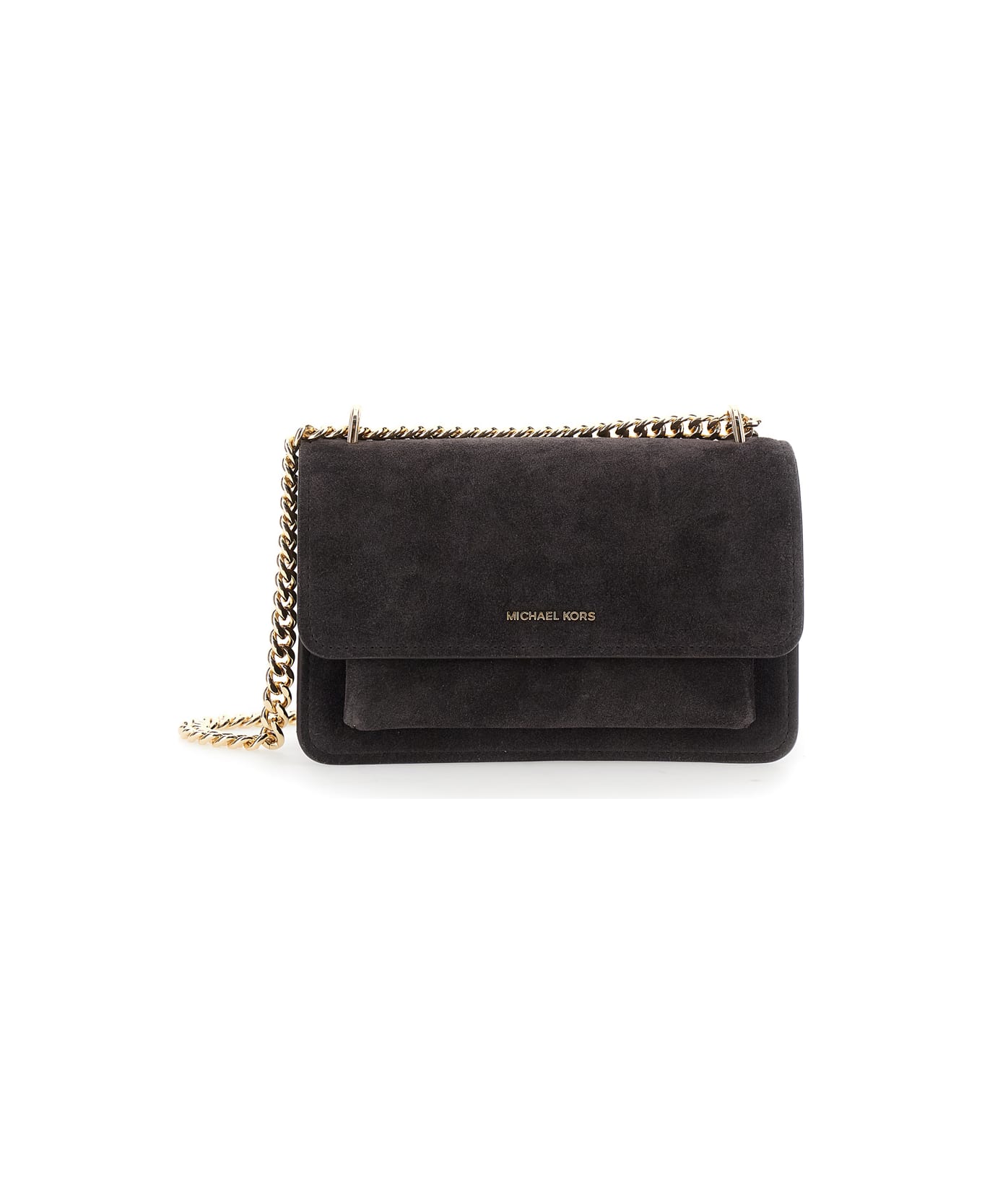 MICHAEL Michael Kors Brown Shoulder Bag With Chain Strap And Front Logo In Suede Woman - Brown