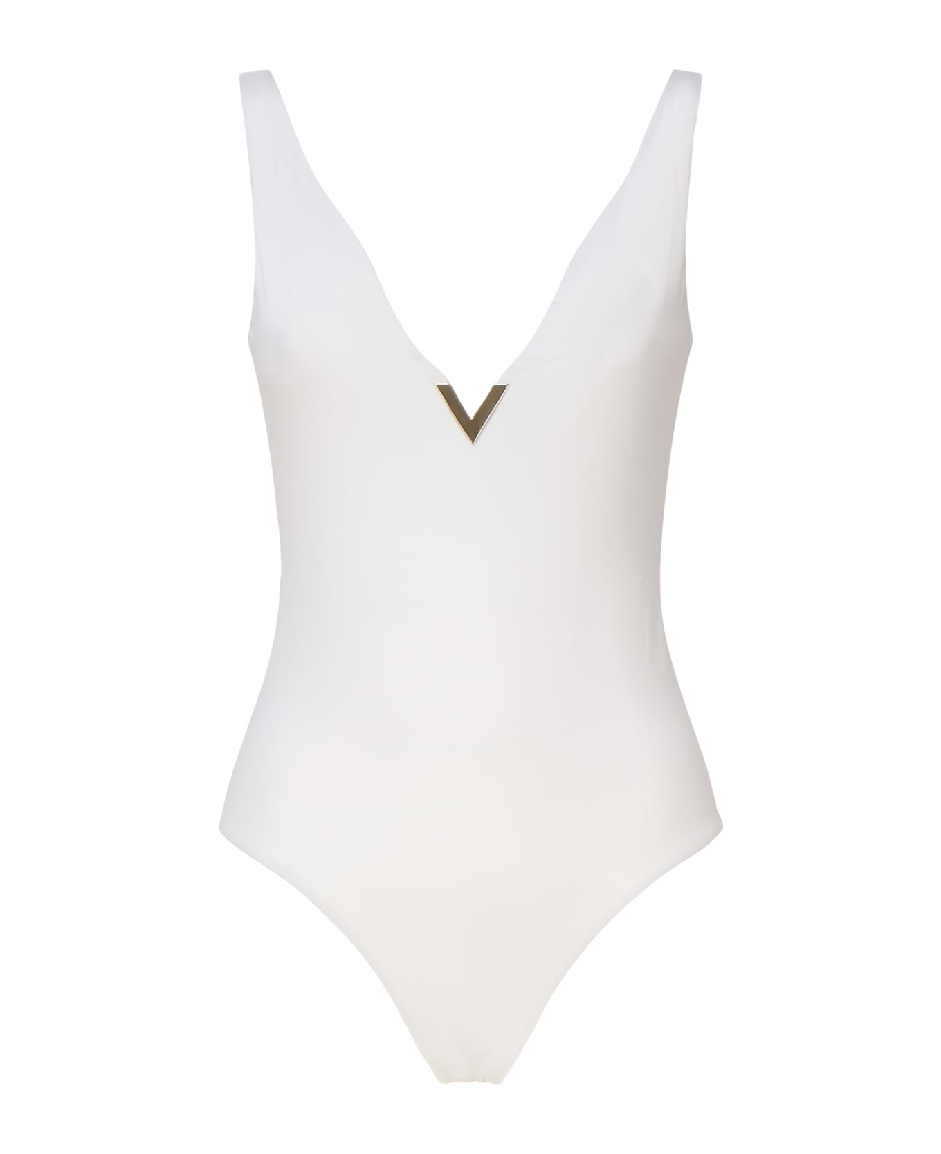 Valentino Garavani Vlogo One-piece Swimsuit In Lycra - White