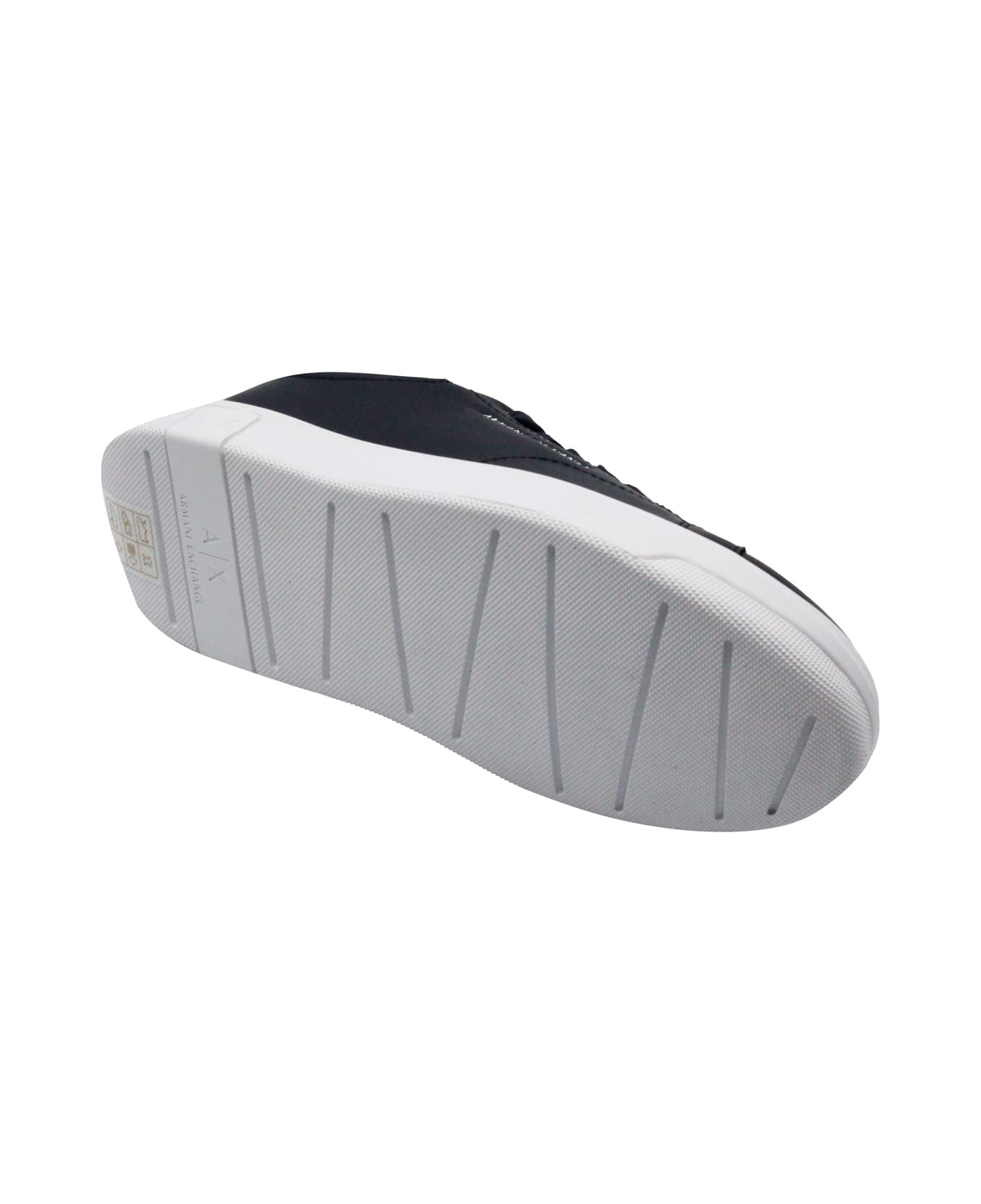 Armani Collezioni Light Sneaker In Soft Leather With White Sole - Blue