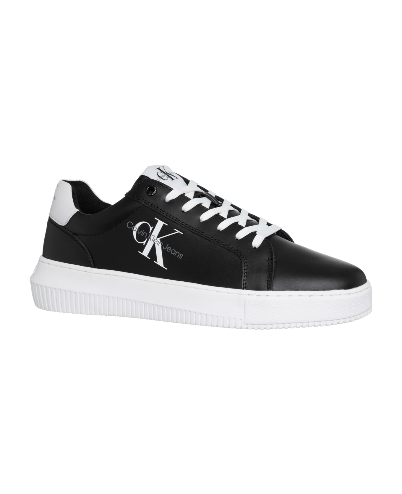 Calvin Klein Leather Sneakers - Black/white