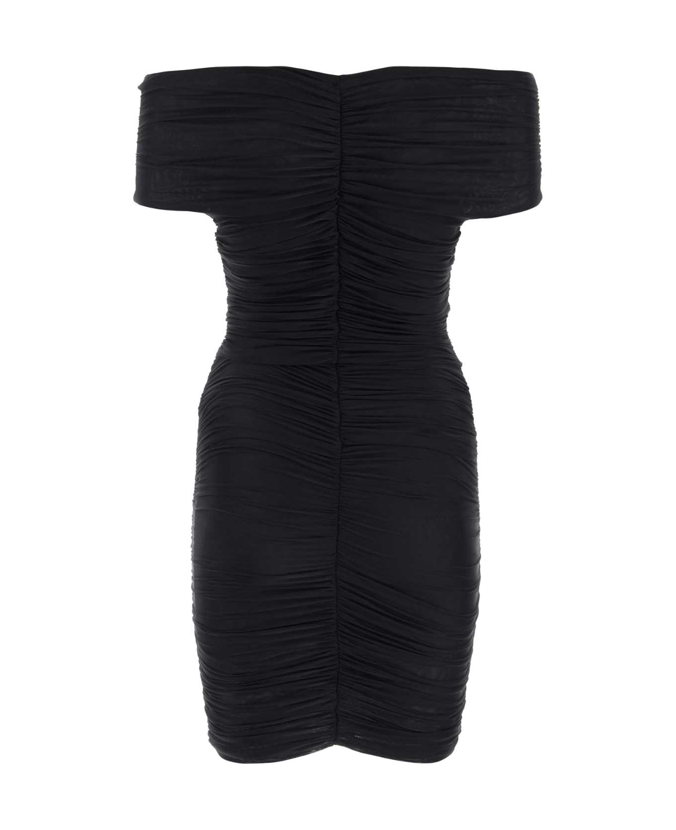 The Andamane Black Stretch Nylon Mini Dress - BLACK