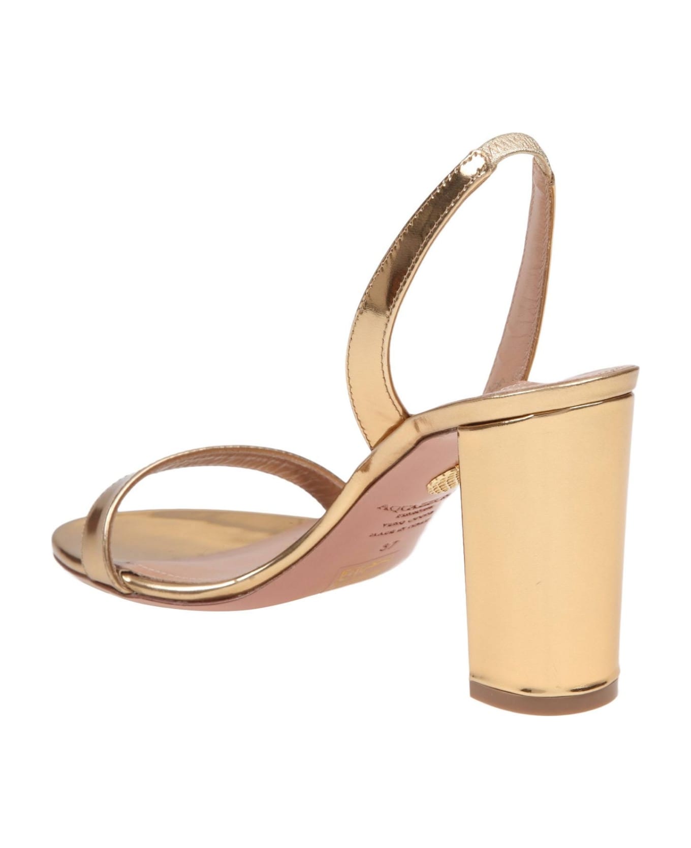 Aquazzura So Nude Sandal In Mirror Effect Leather - Gold