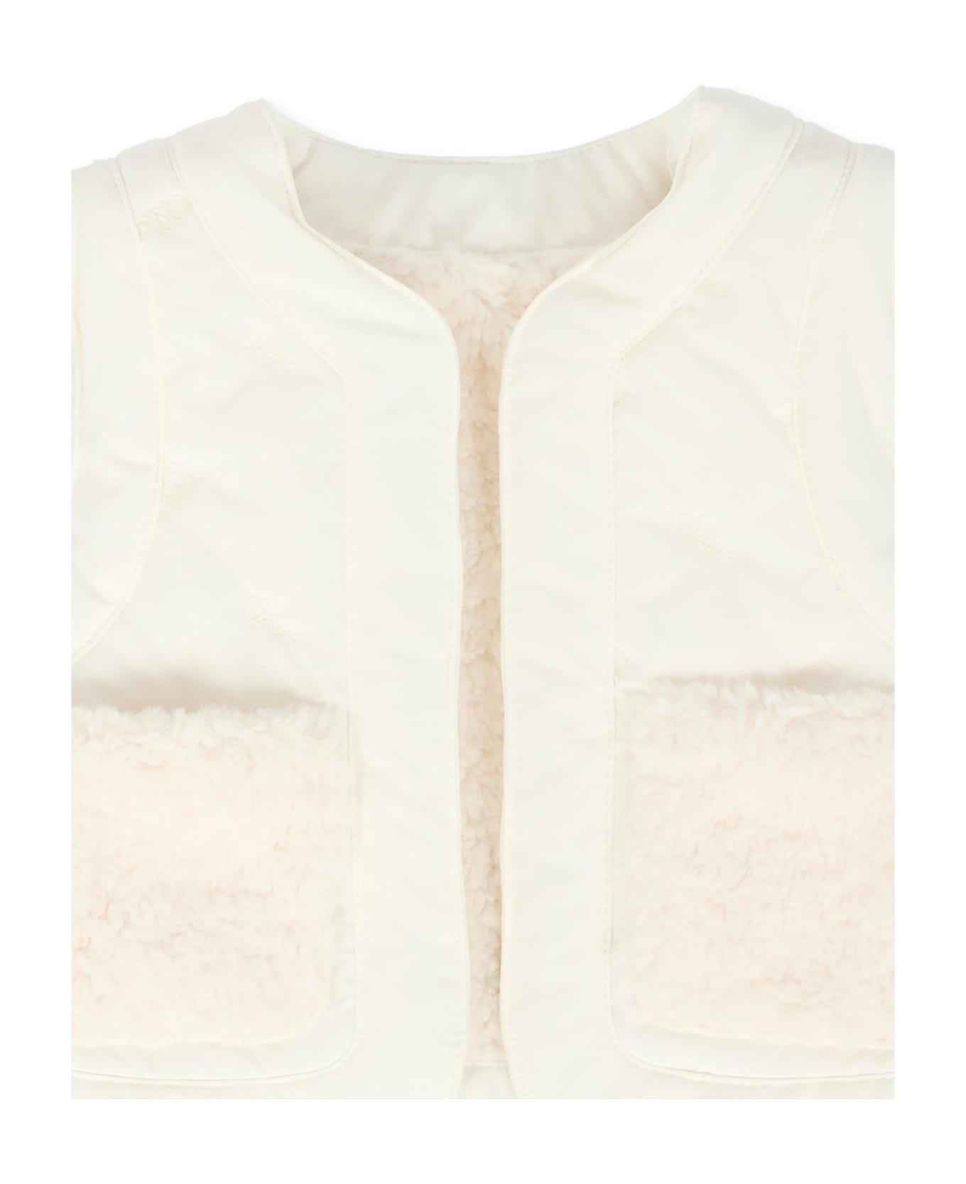 Chloé White Reversible Vest For Baby Girl With Logo - White