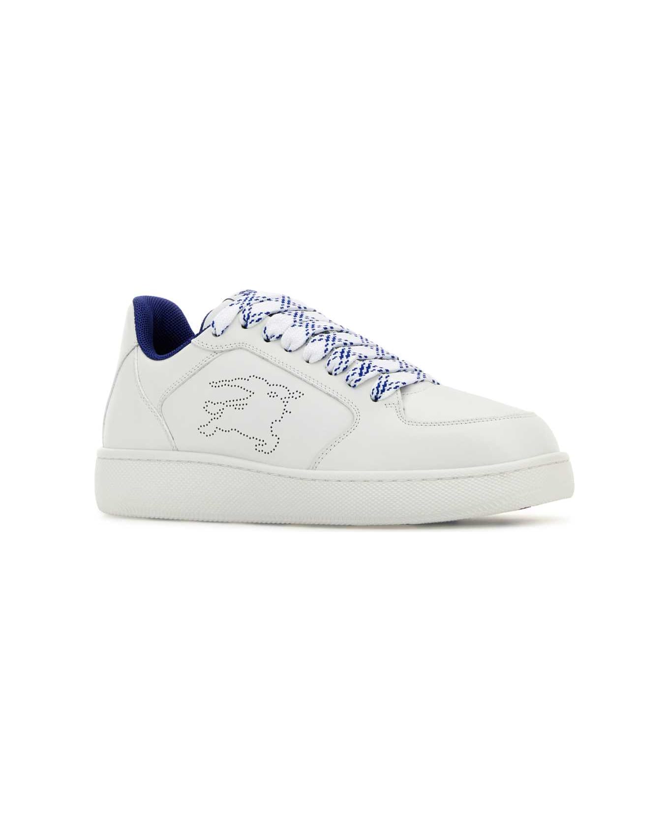 Burberry White Leather Stock Sneakers - WHITE