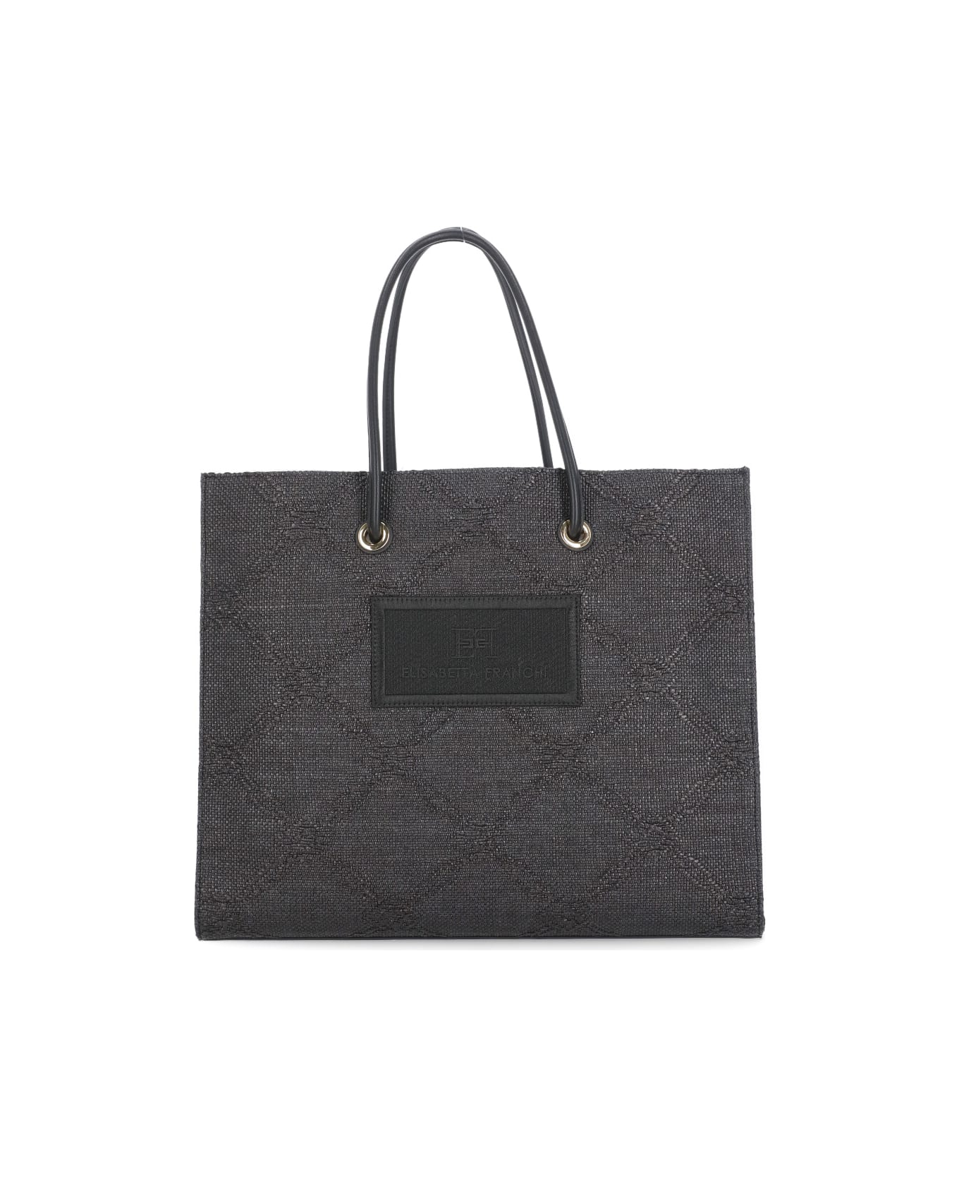 Elisabetta Franchi Tote Rafia Bag - Black