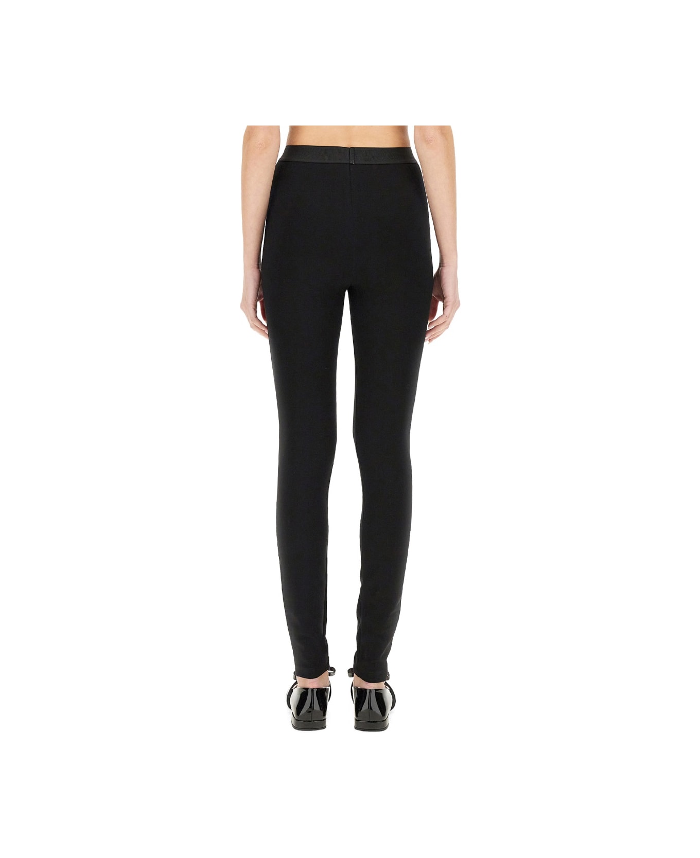 Versace Leggings With Logo - BLACK