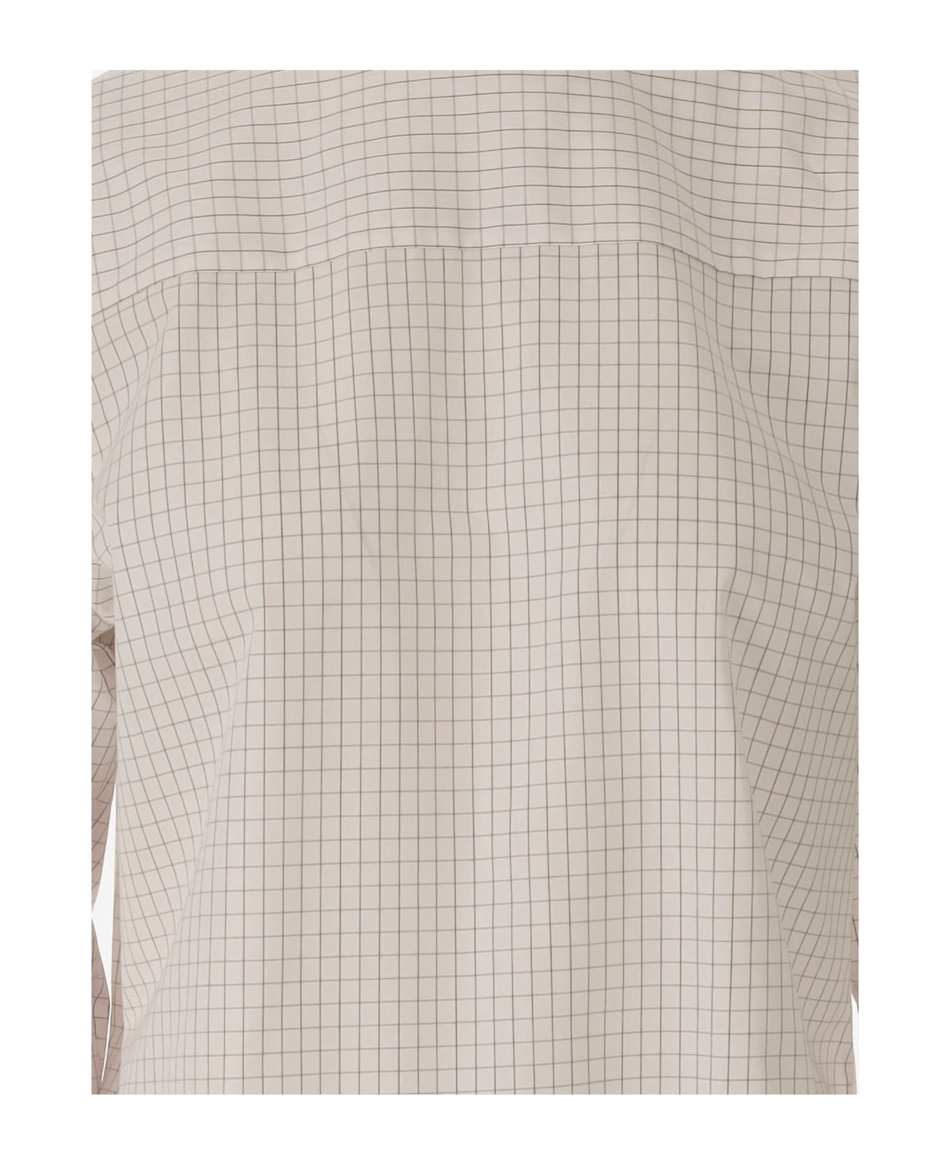 Dries Van Noten Long Cotton Shirt With Checkered Pattern - Beige