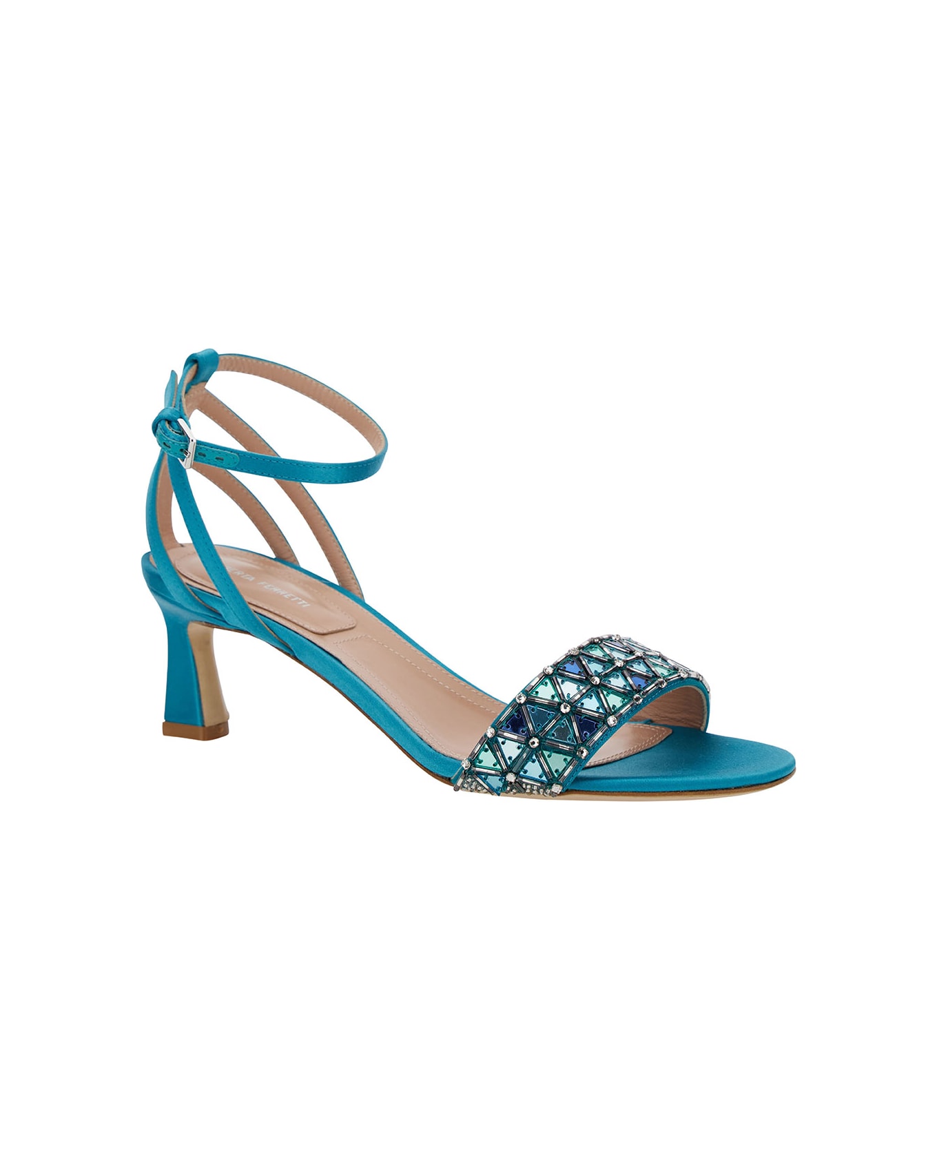 Alberta Ferretti Light Blue Sandals With Mirror-like Details In Leather Woman - Light blue