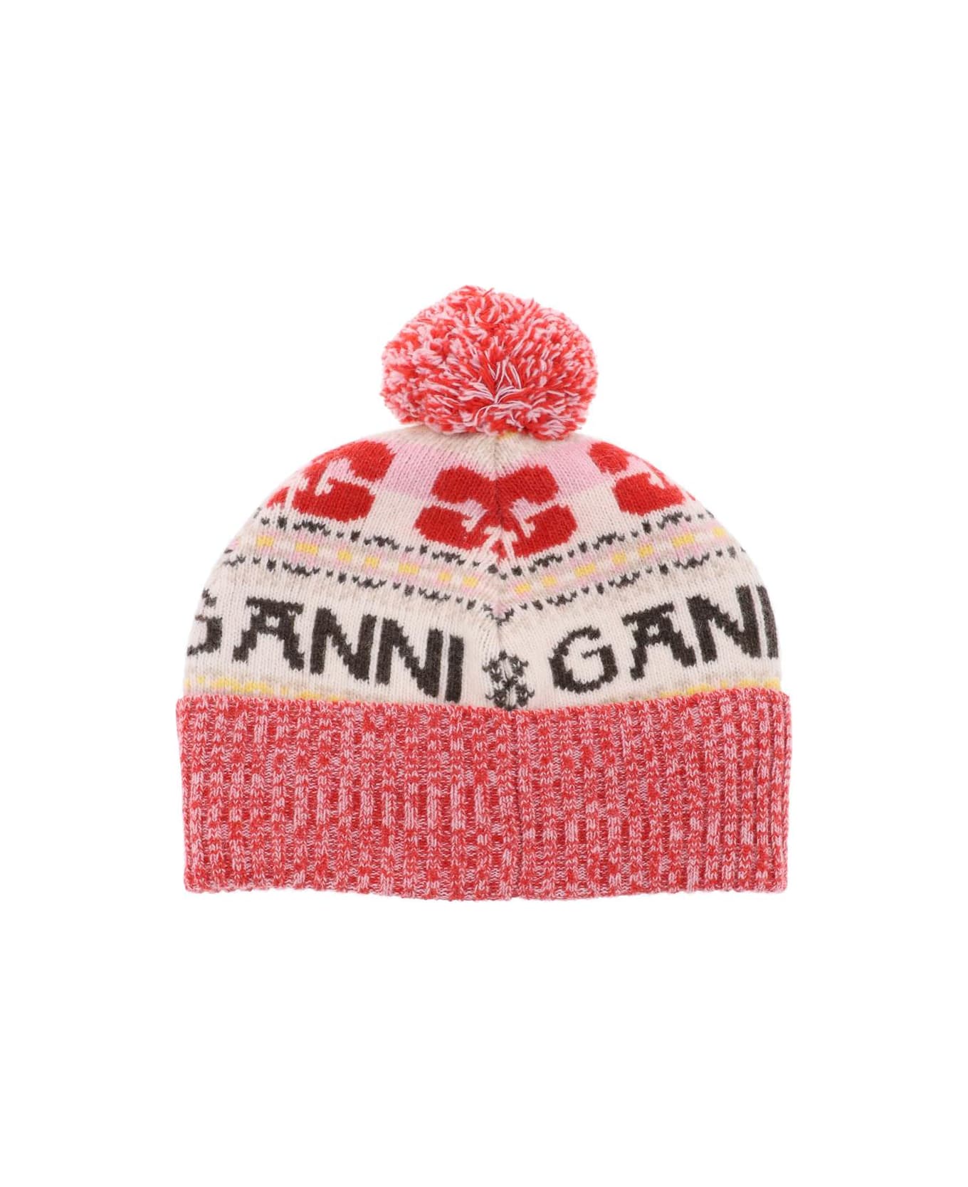 Ganni Beanie - MULTICOLOUR (Red) 帽子