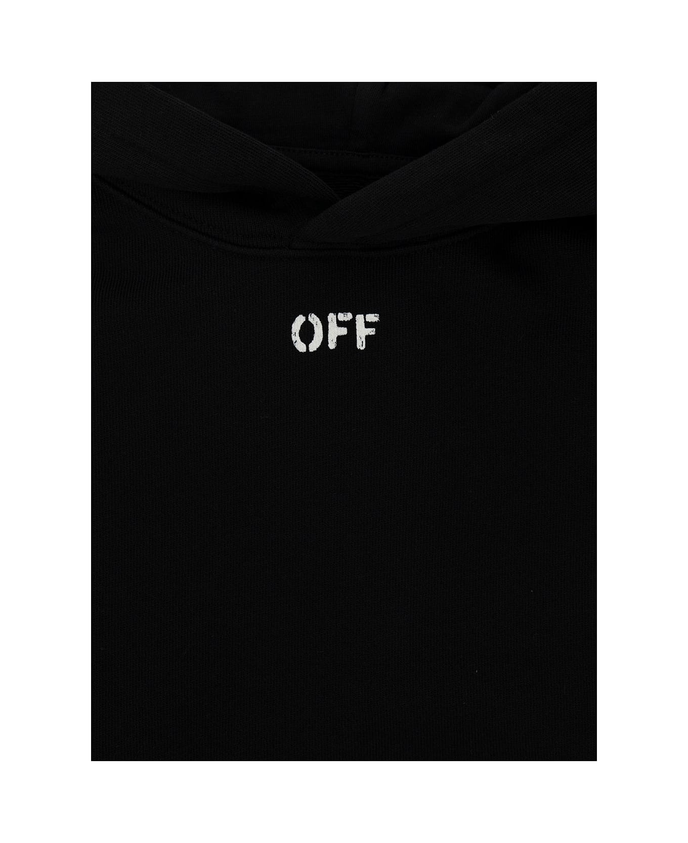 Off-White Black Hoodie With Arrow Print In Cotton Boy - Black ニットウェア＆スウェットシャツ