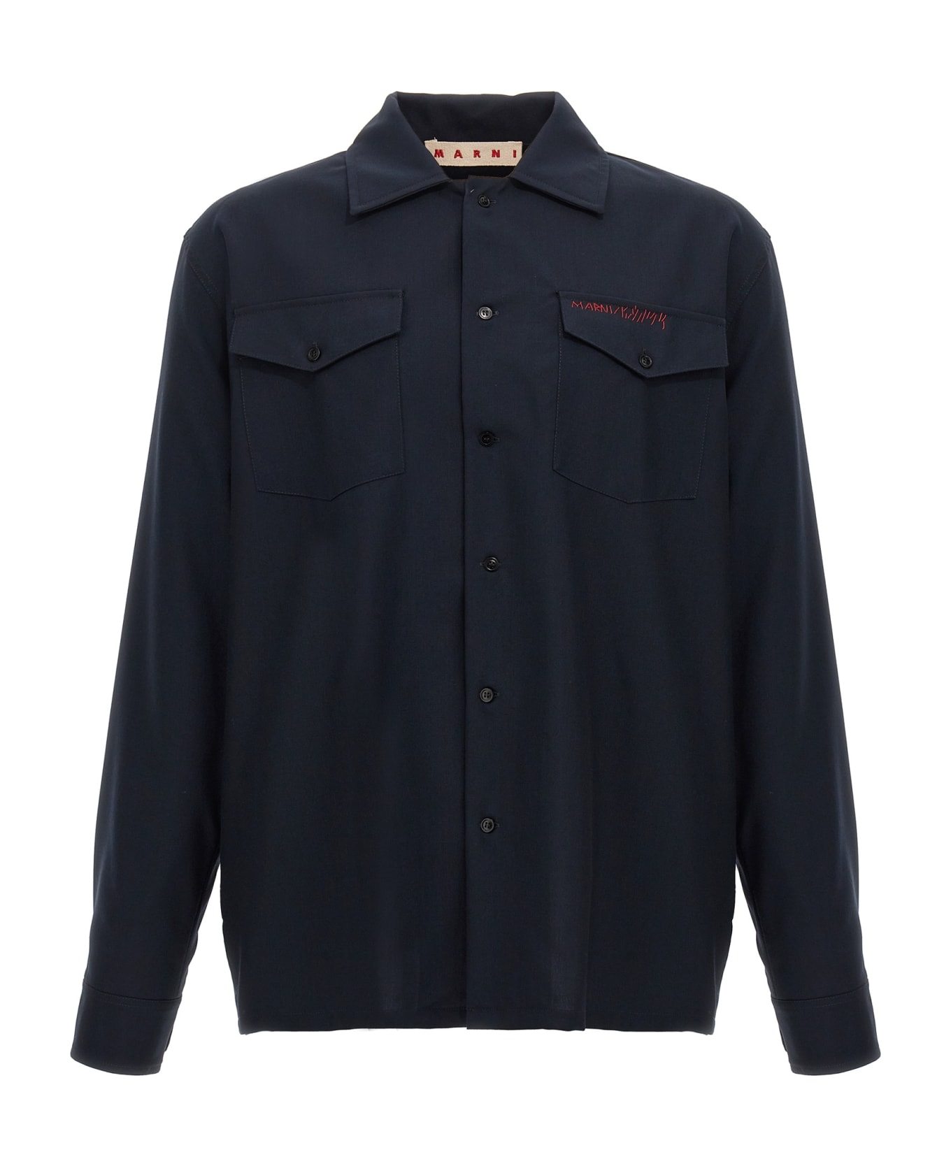 Tシャツ・カットソー MARNI FW24 Logo embroidery shirt (CUMU0310S0TW839 00B99) Buy Marni men black flower printed shirt for $415 online on