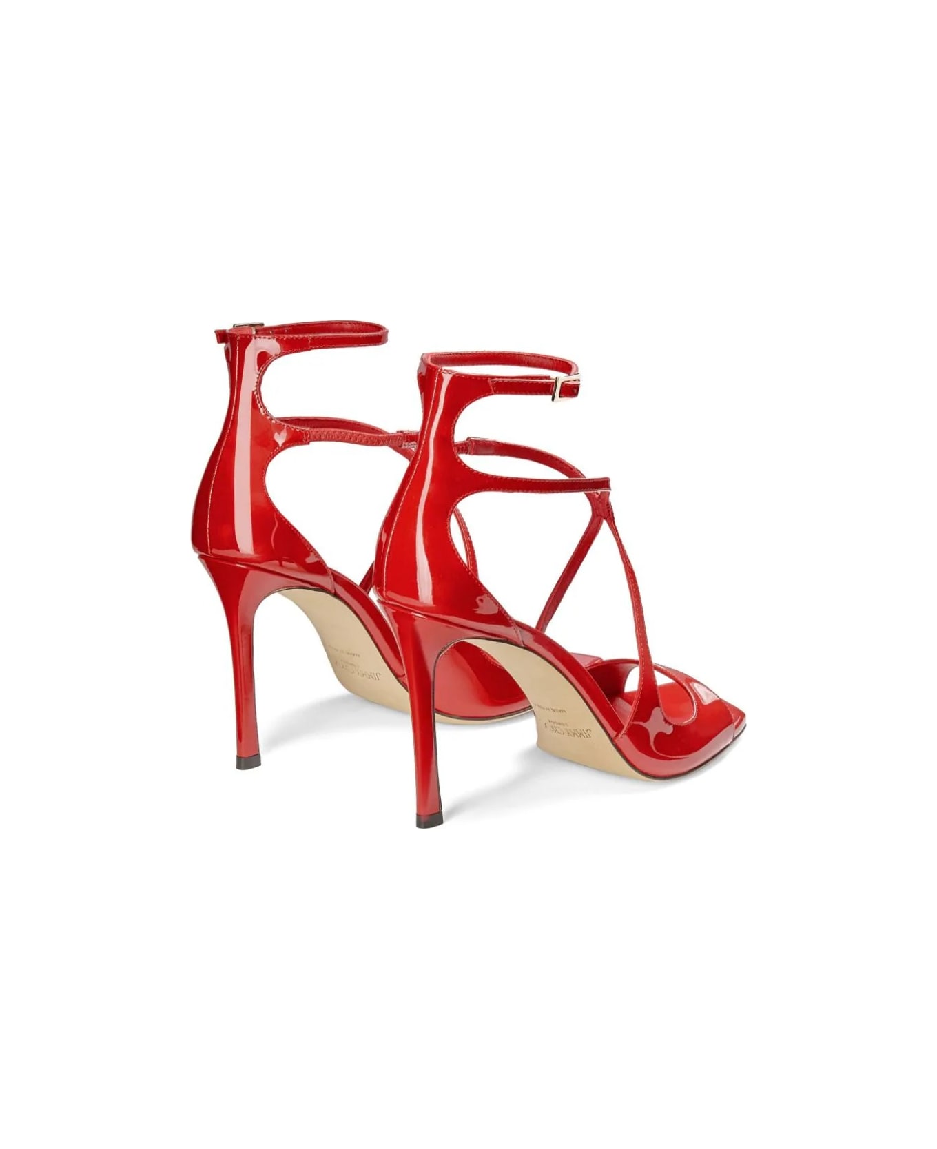 Jimmy Choo Azia Sandals In Red Patent Leather - Red