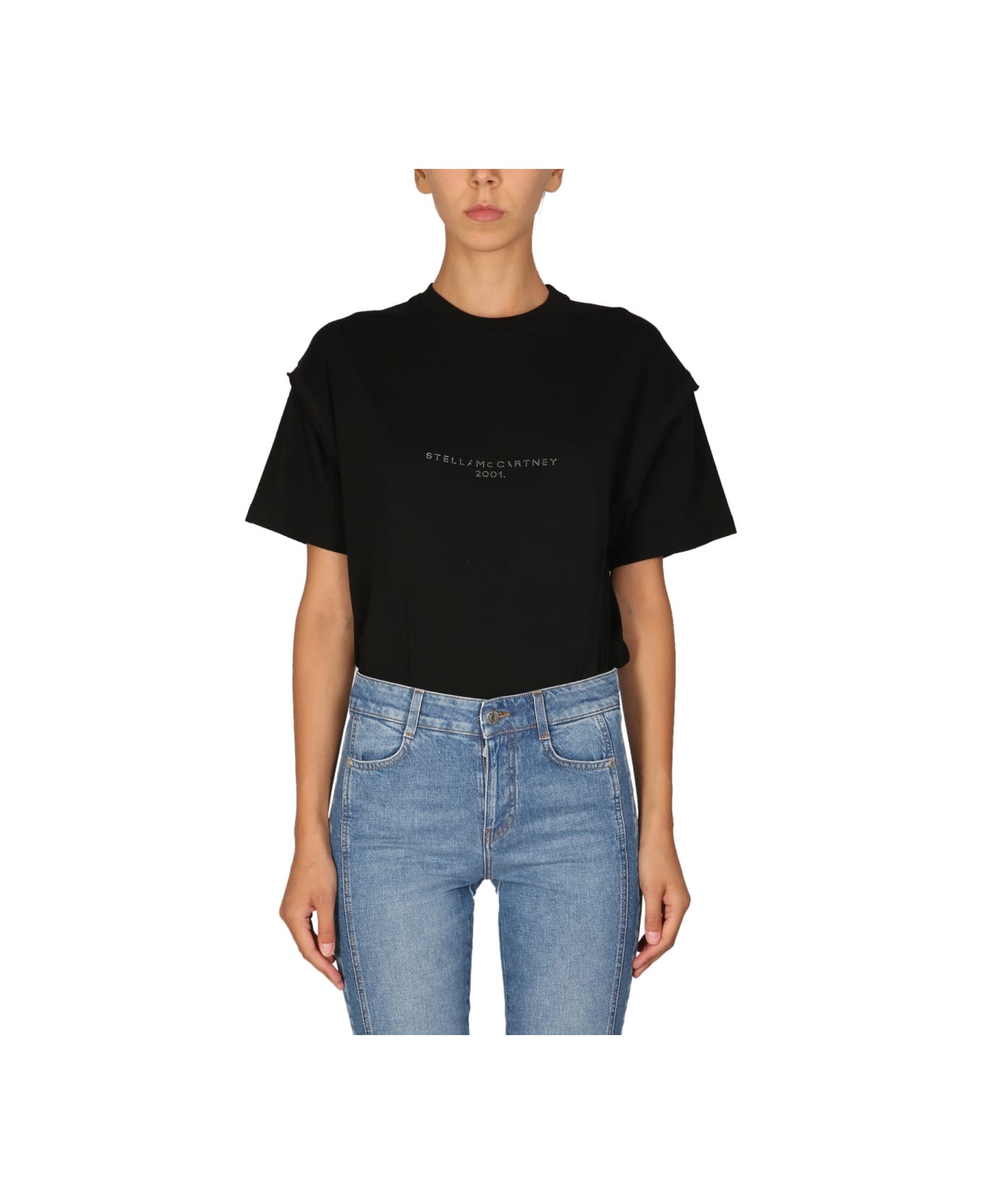 Stella McCartney Crystal Logo T-shirt - BLACK