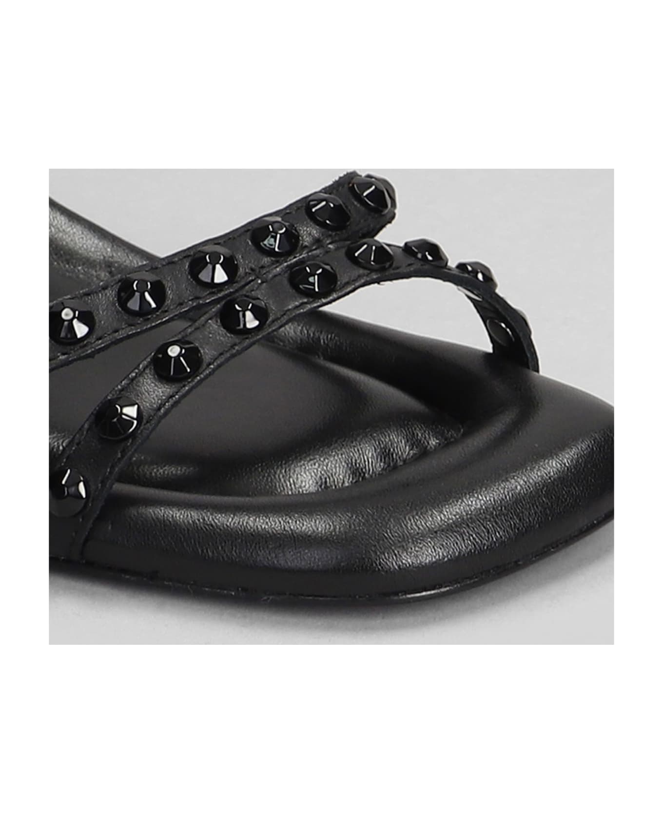 Ash Jody Bis Sandals In Black Leather - black サンダル