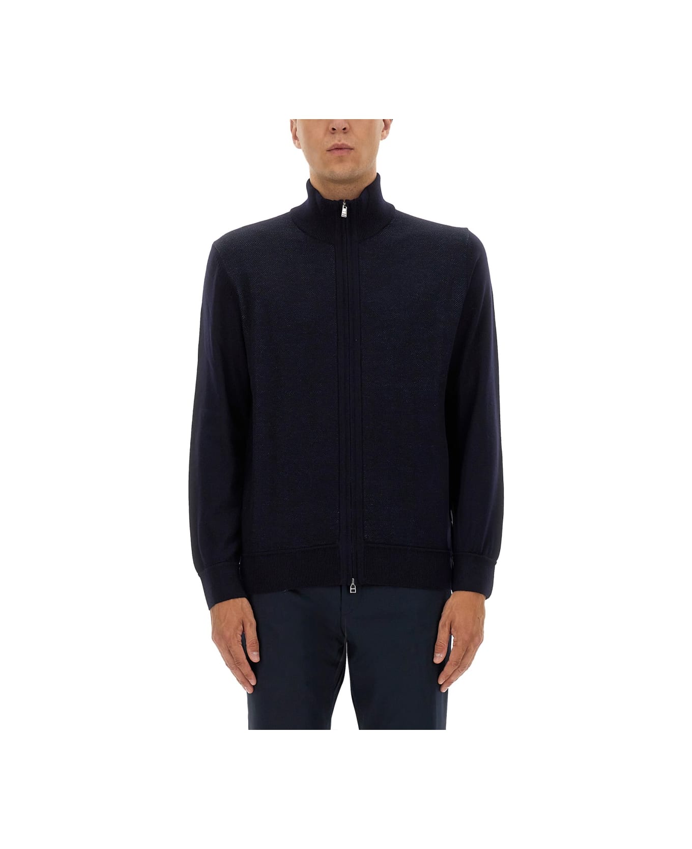 Hugo Boss Shirt With Zip. - BLUE