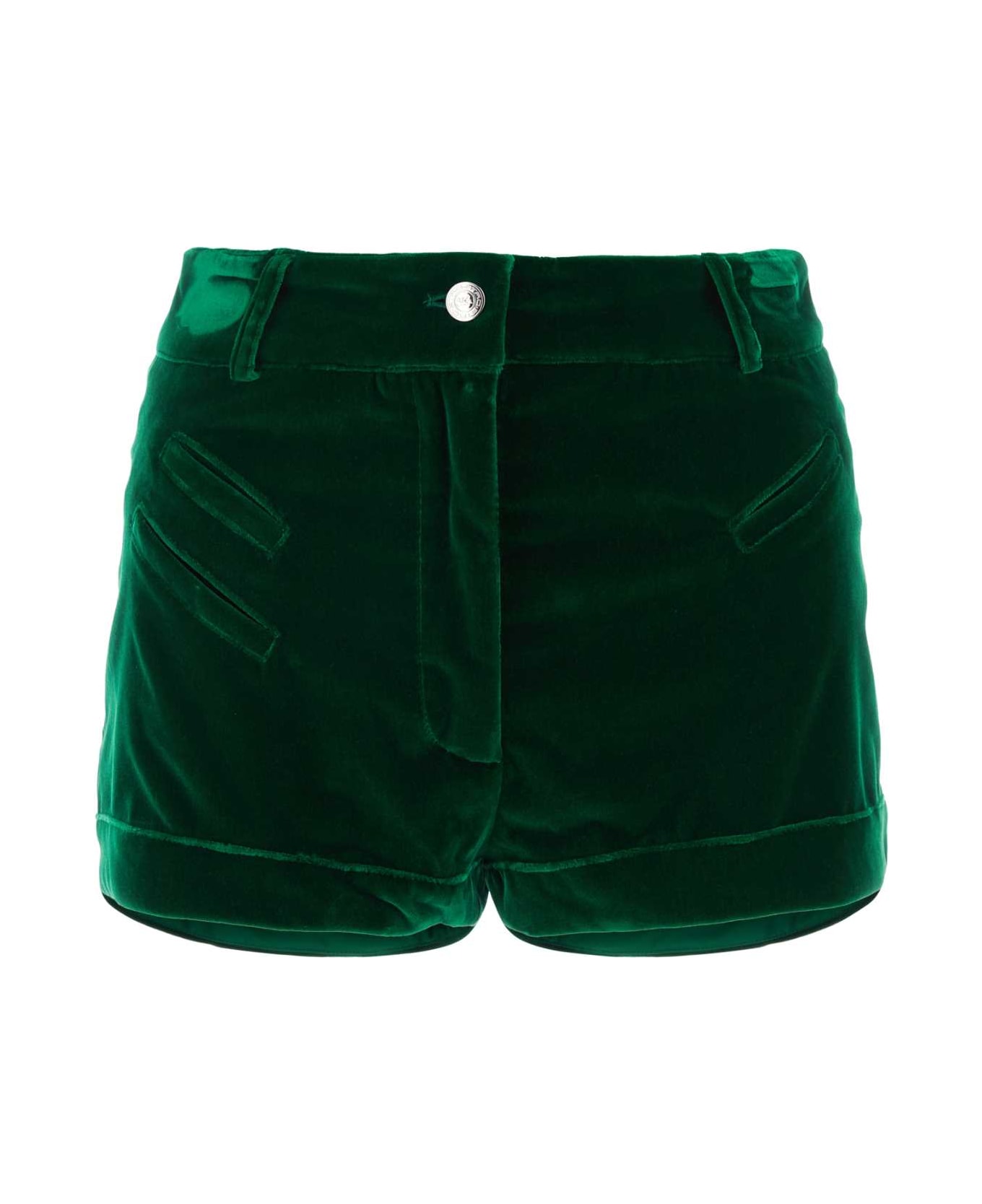 Etro Emerald Green Velvet Shorts - GREEN