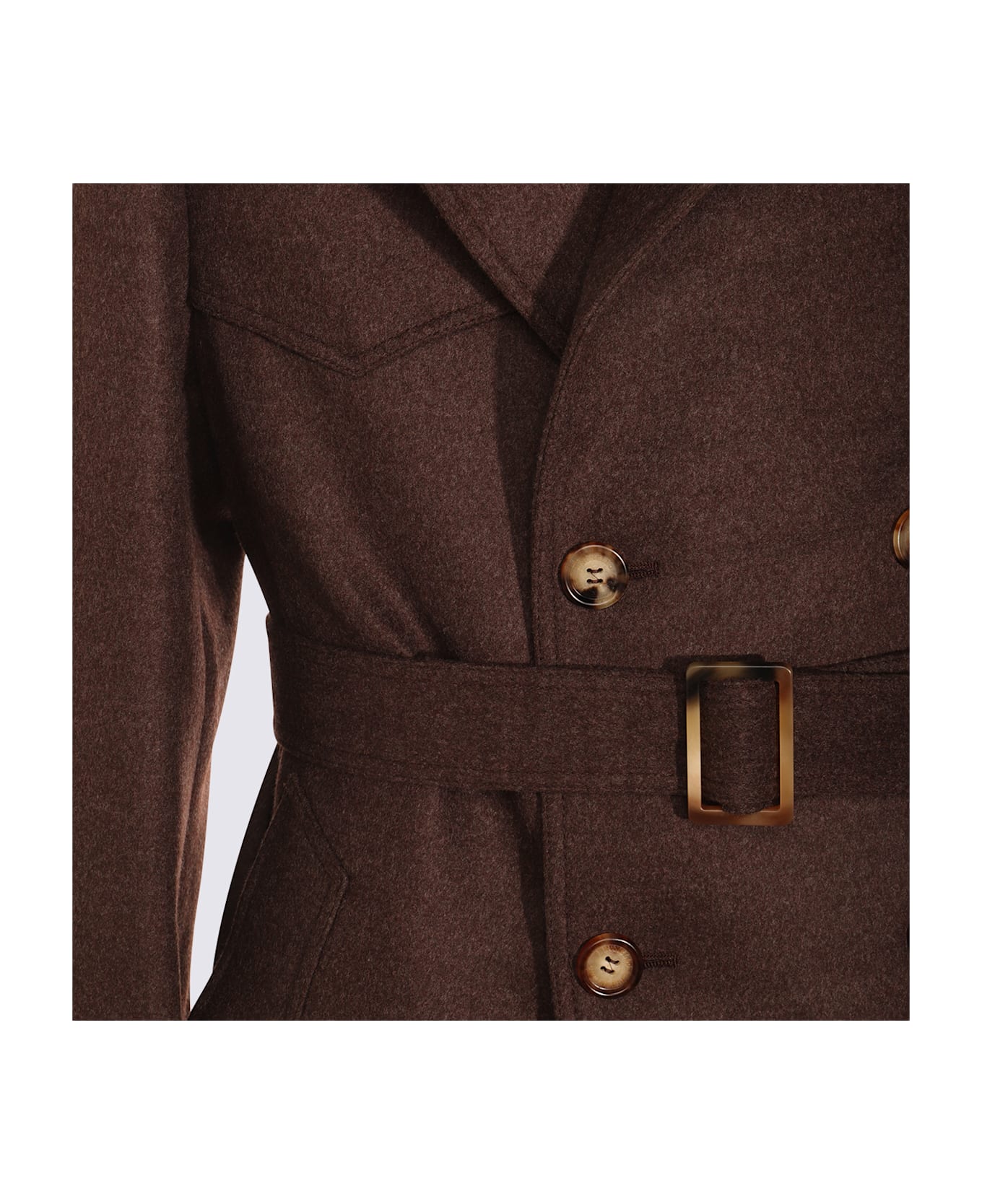 Brunello Cucinelli Brown Wool Trench Coat - BROWN