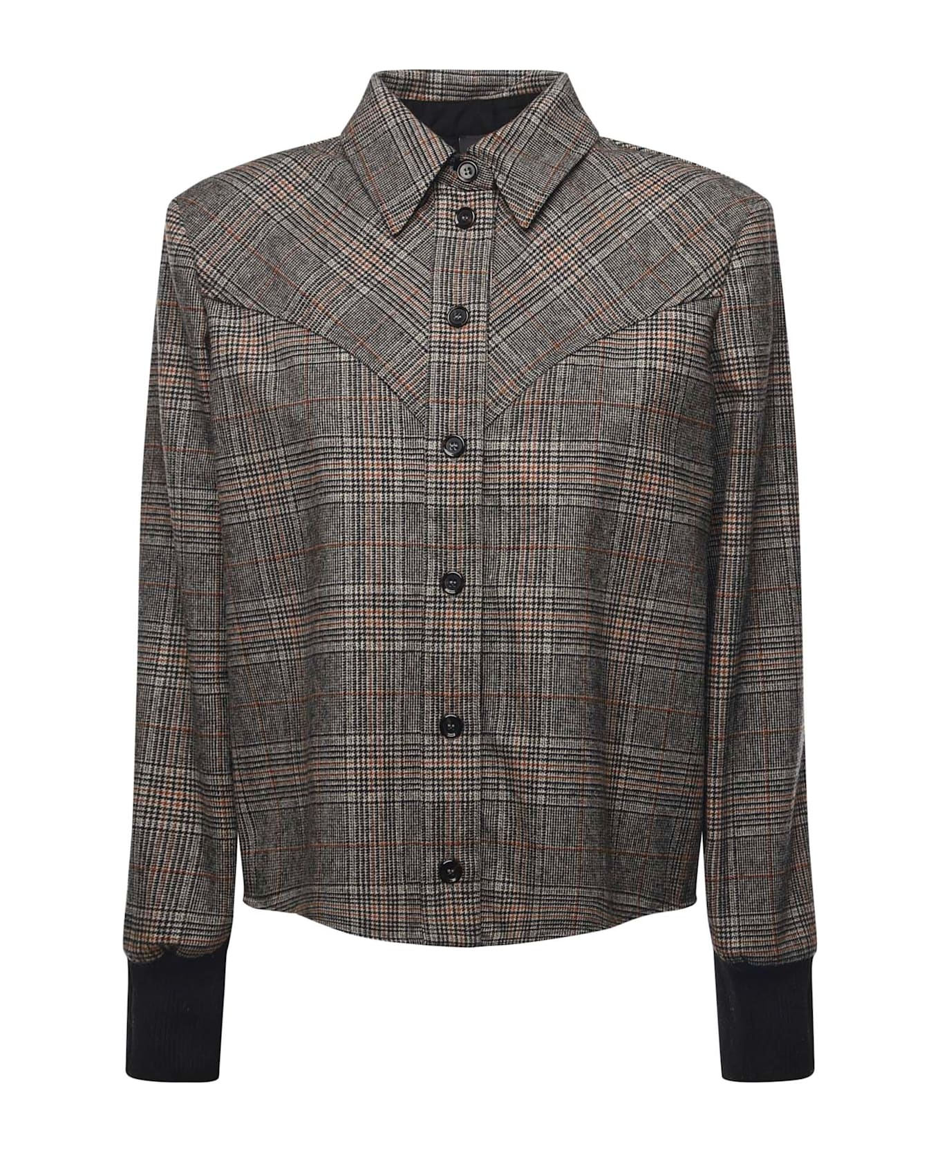Pinko Berta Shirt Check - MULTI. BEIGE/GRIGIO/GIALLO