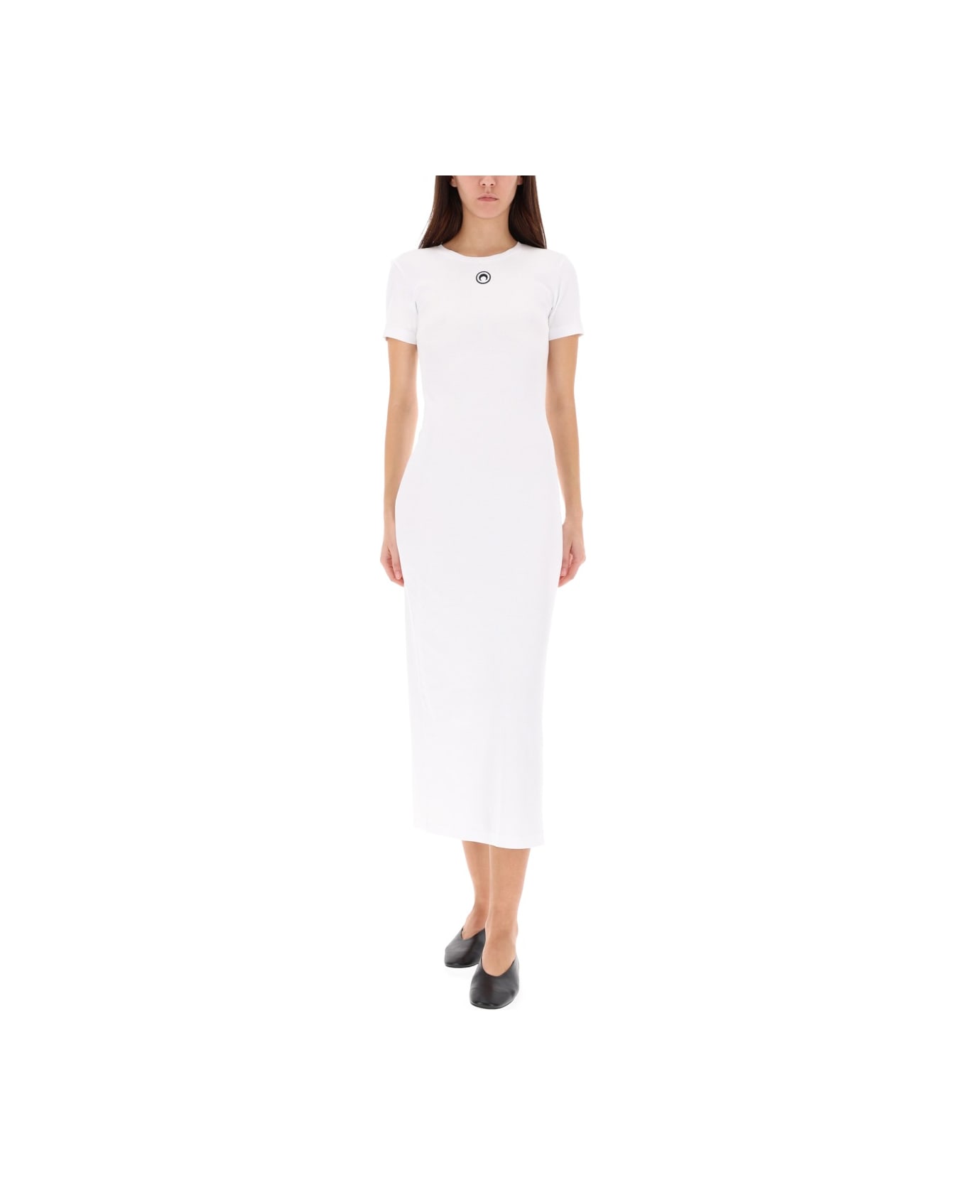 Marine Serre Midi Dress "moon" - WHITE