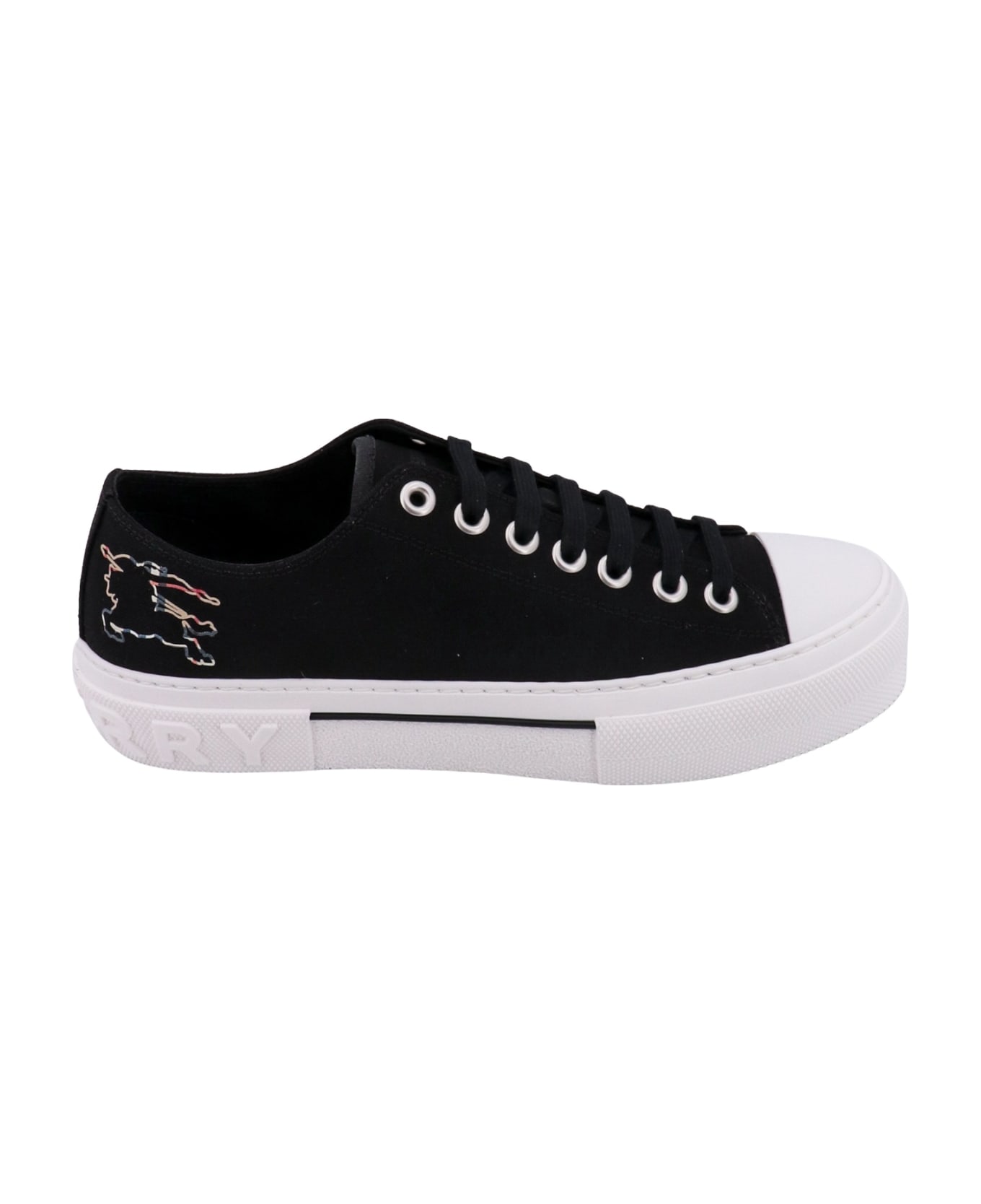 Burberry Monochrome Sneaker With Drawing Detail At The Back In Cotton Man - Black