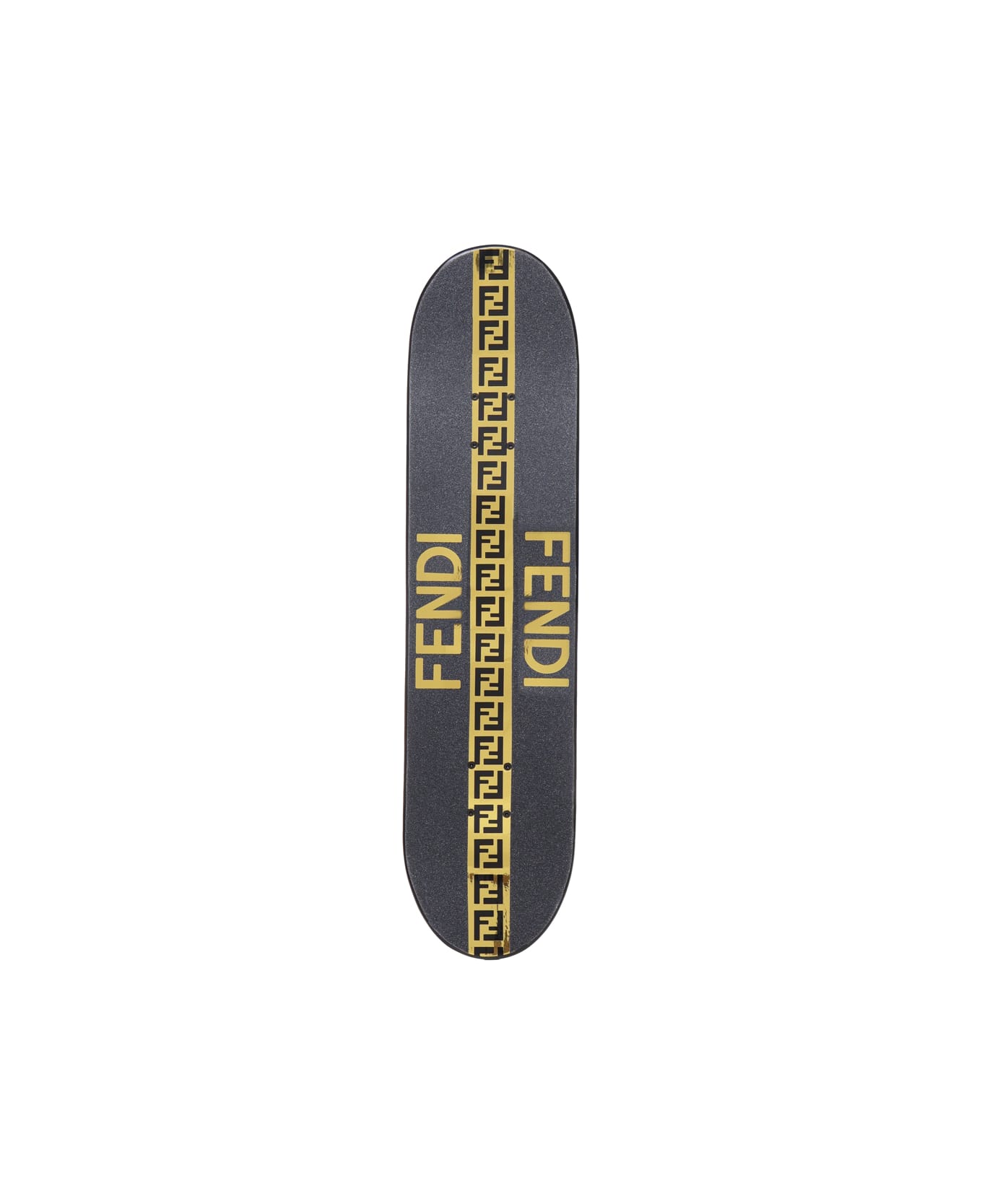Fendi Wooden Skateboard With Contrasting Logo - Black/gold
